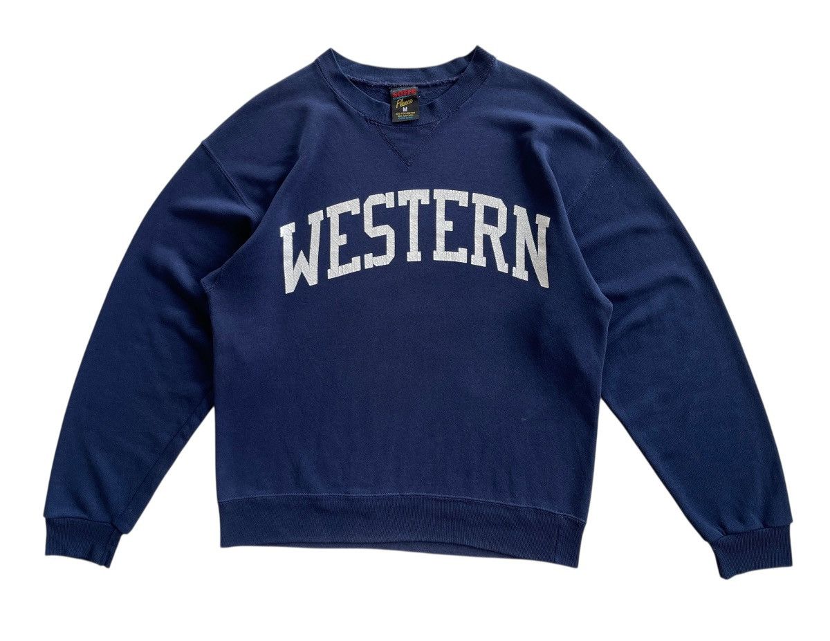Vintage 90s Soffe Western Distressed Navy Blue Sweatshirt Size US M / EU 48-50 / 2 - 2 Thumbnail