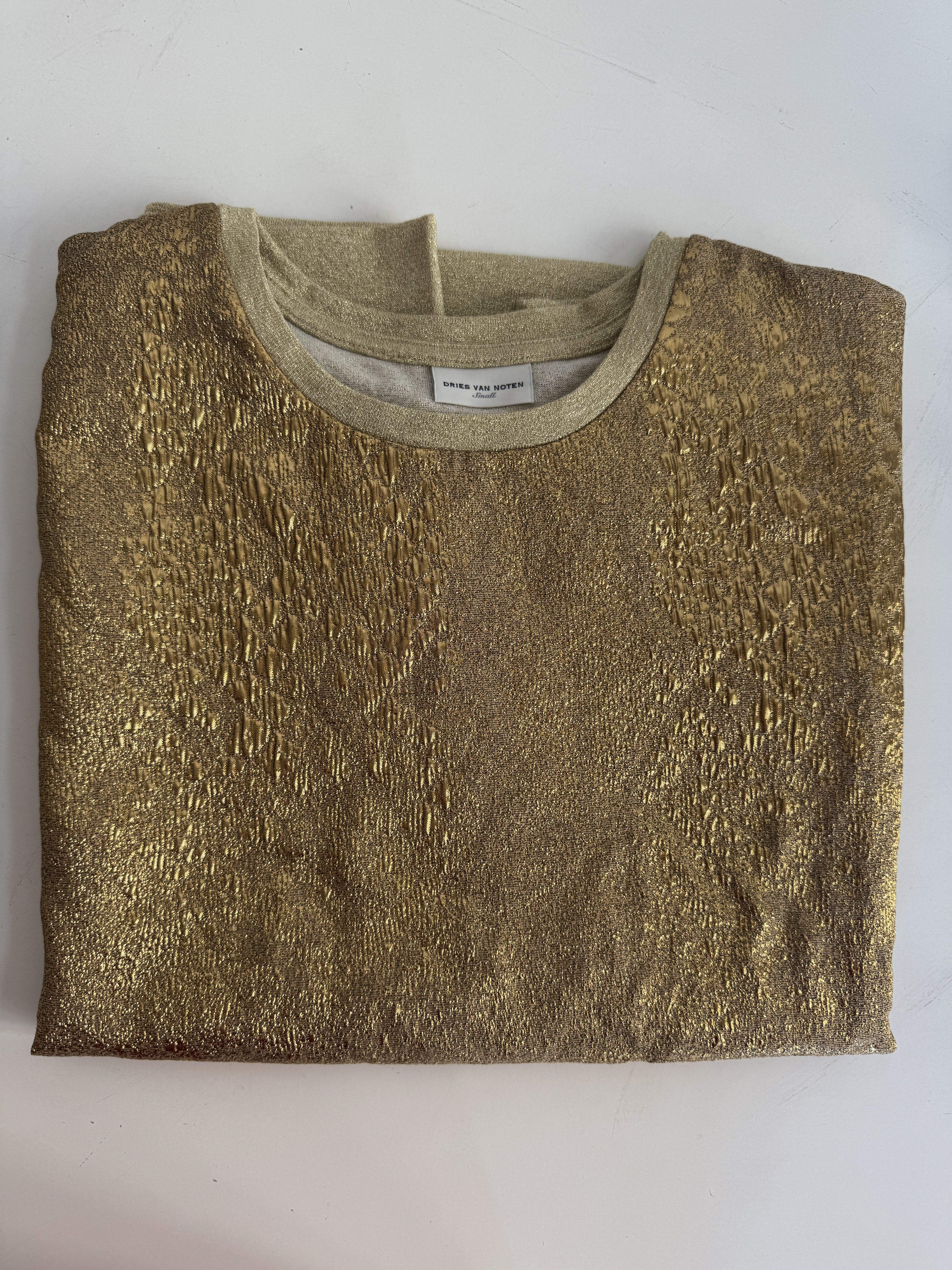 Dries Van Noten Dries Van Noten Metallic Short-Sleeve Top Size S / US 4 / IT 40 - 5 Thumbnail