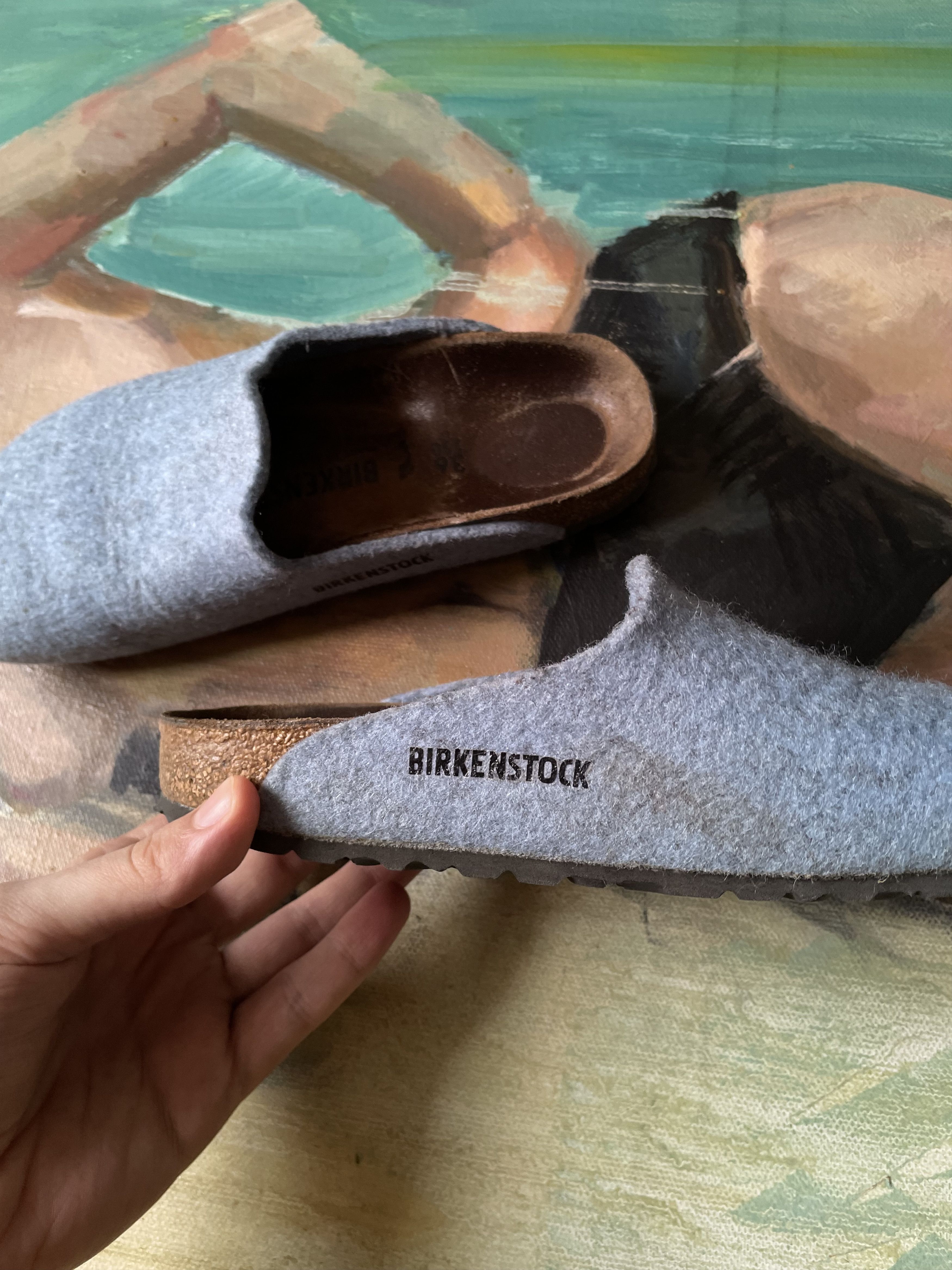 Birkenstock Birkenstock Amsterdam Wool Felt Slip On Clogs Light Blue Size US 5 / EU 37 - 6 Thumbnail