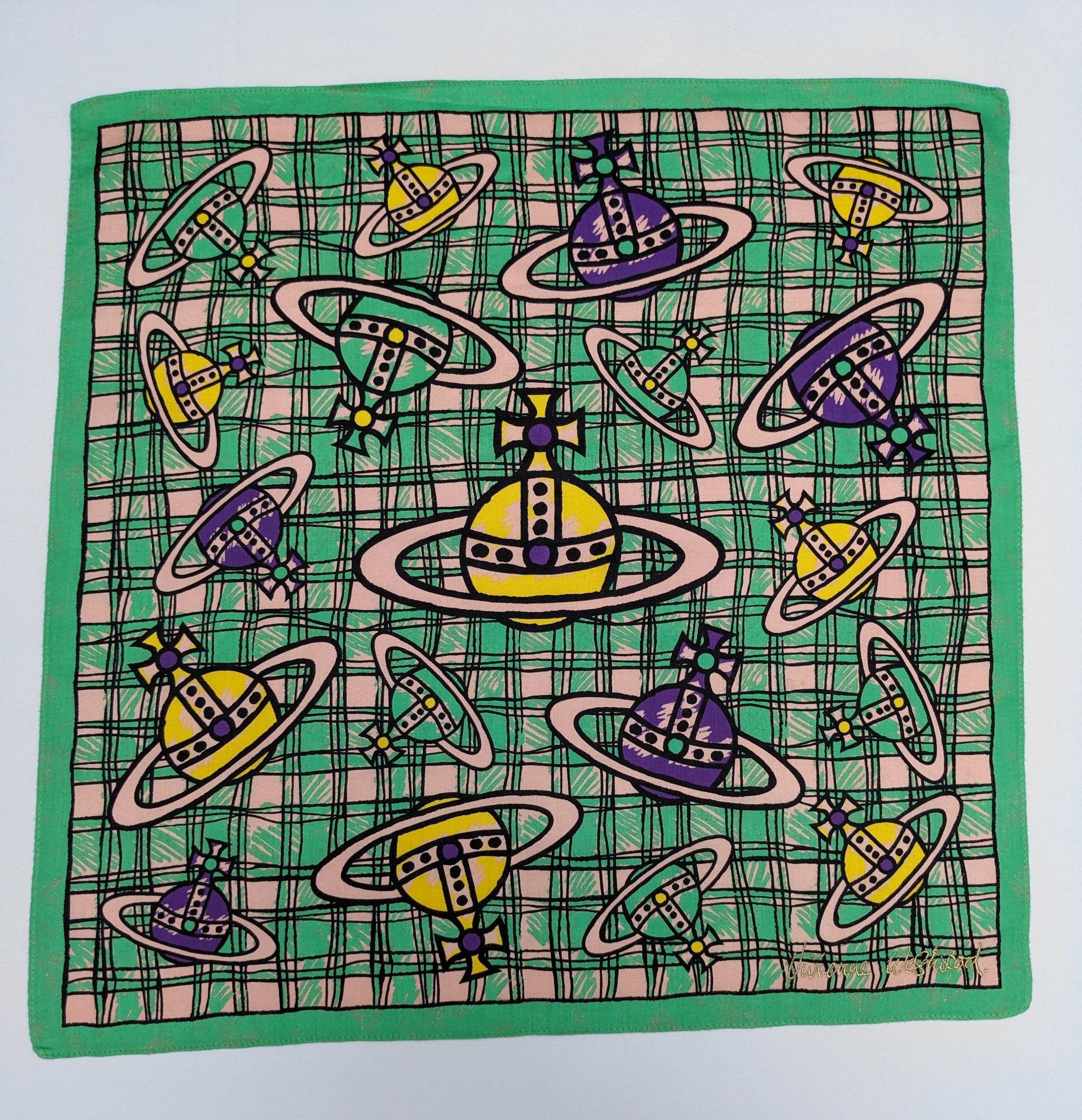 Vivienne Westwood VIVIENNE WESTWOOD Green Orb Saturn Monogram Tartan Size ONE SIZE - 3 Thumbnail
