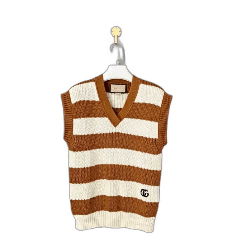 Gucci Striped V-Neck Sleeveless Sweater Vest-yf