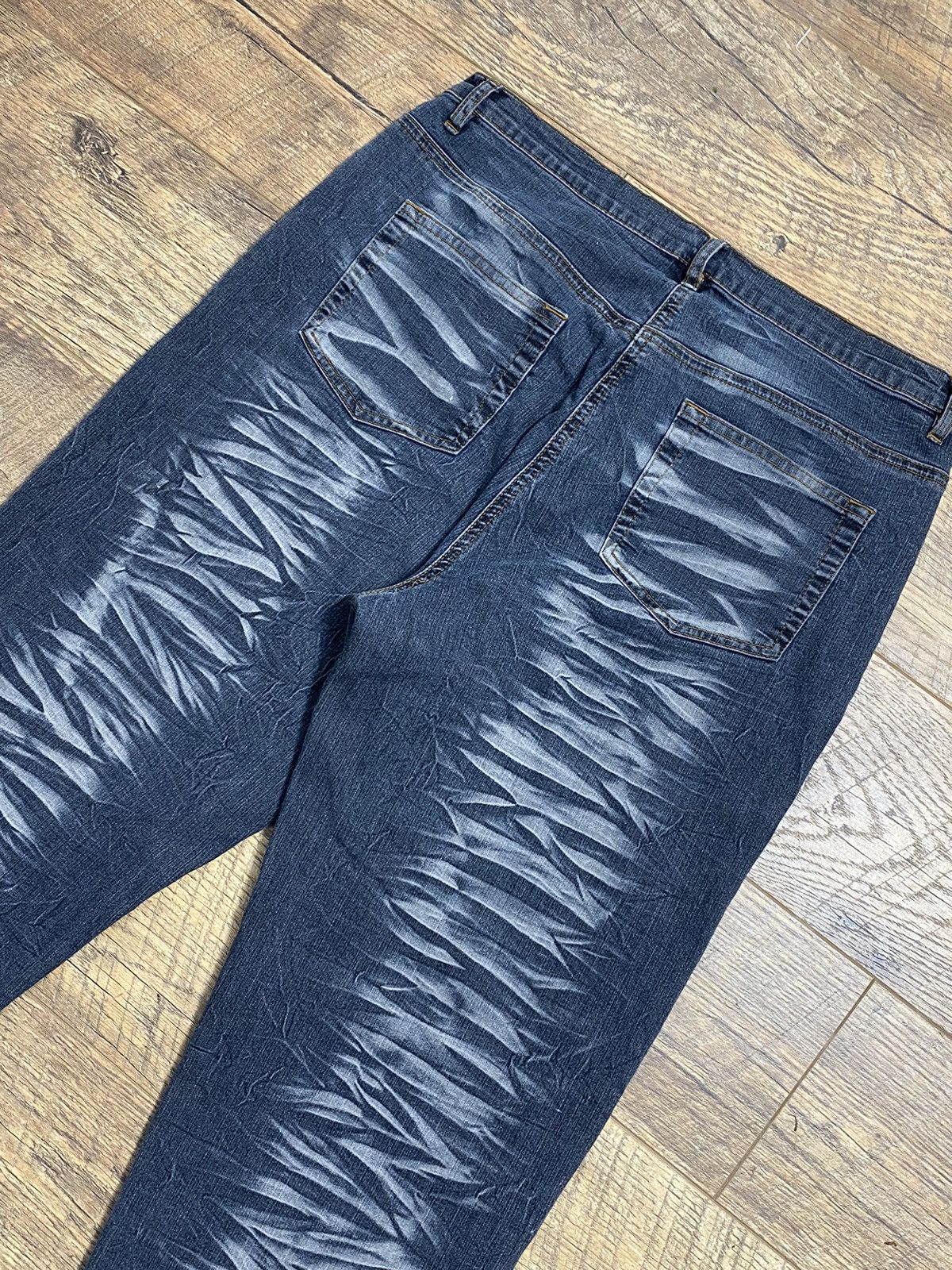 Japanese Brand Y2K Vintage Blue Acid Wash Wave Pattern Denim Jeans Size 28" / US 6 / IT 42 - 4 Thumbnail