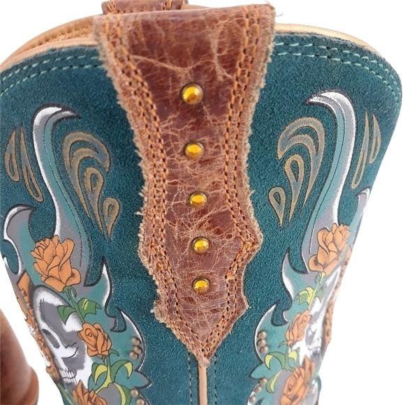 Ariat Ariat Cowboy Boots Sz 8.5 Turquoise Day Of The Dead Skull Ro Size US 8.5 / IT 38.5 - 8 Thumbnail