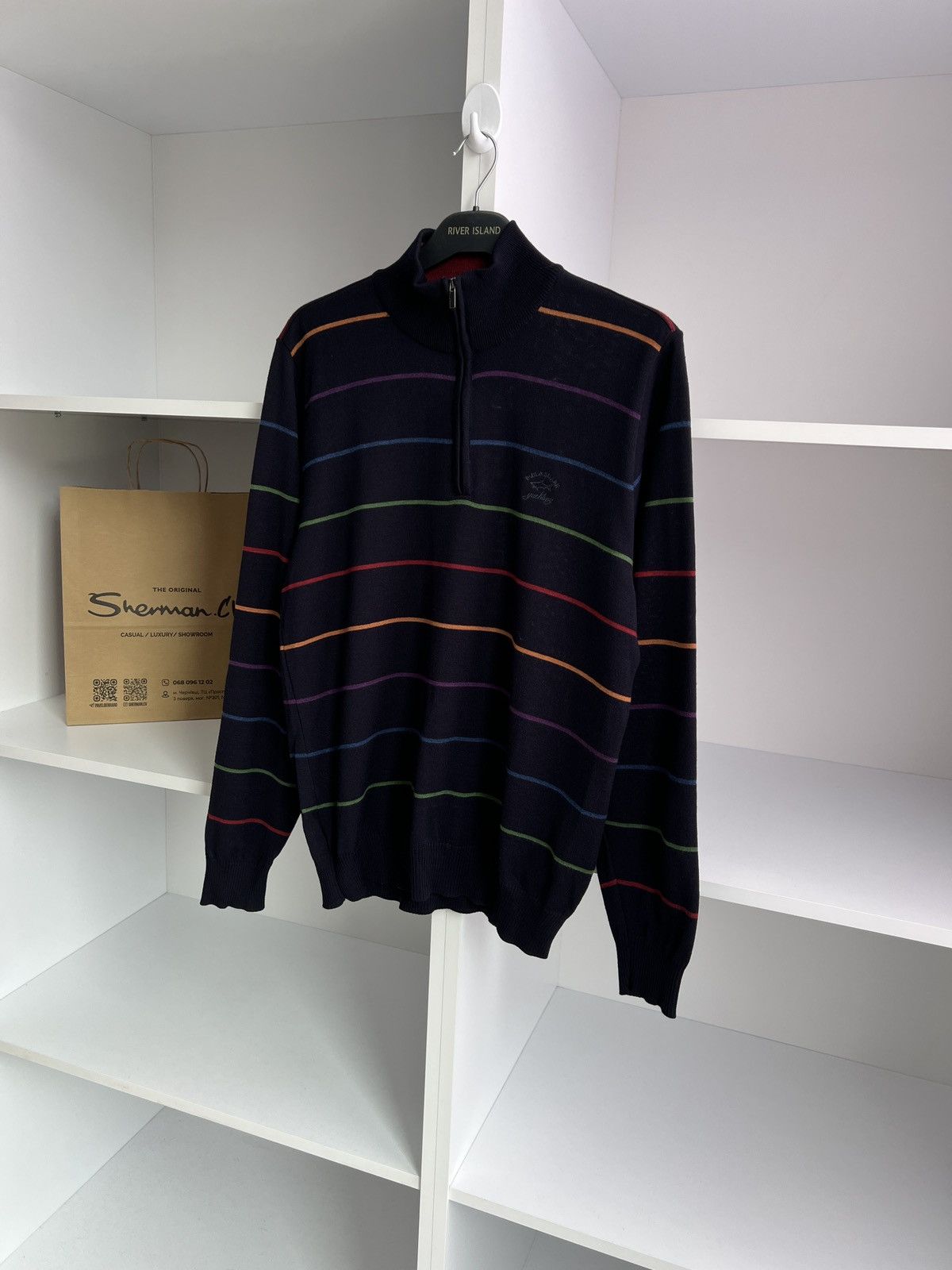Designer × Paul & Shark × Vintage Vintage Paul Shark striped navy luxury sweater Size US M / EU 48-50 / 2 - 6 Thumbnail