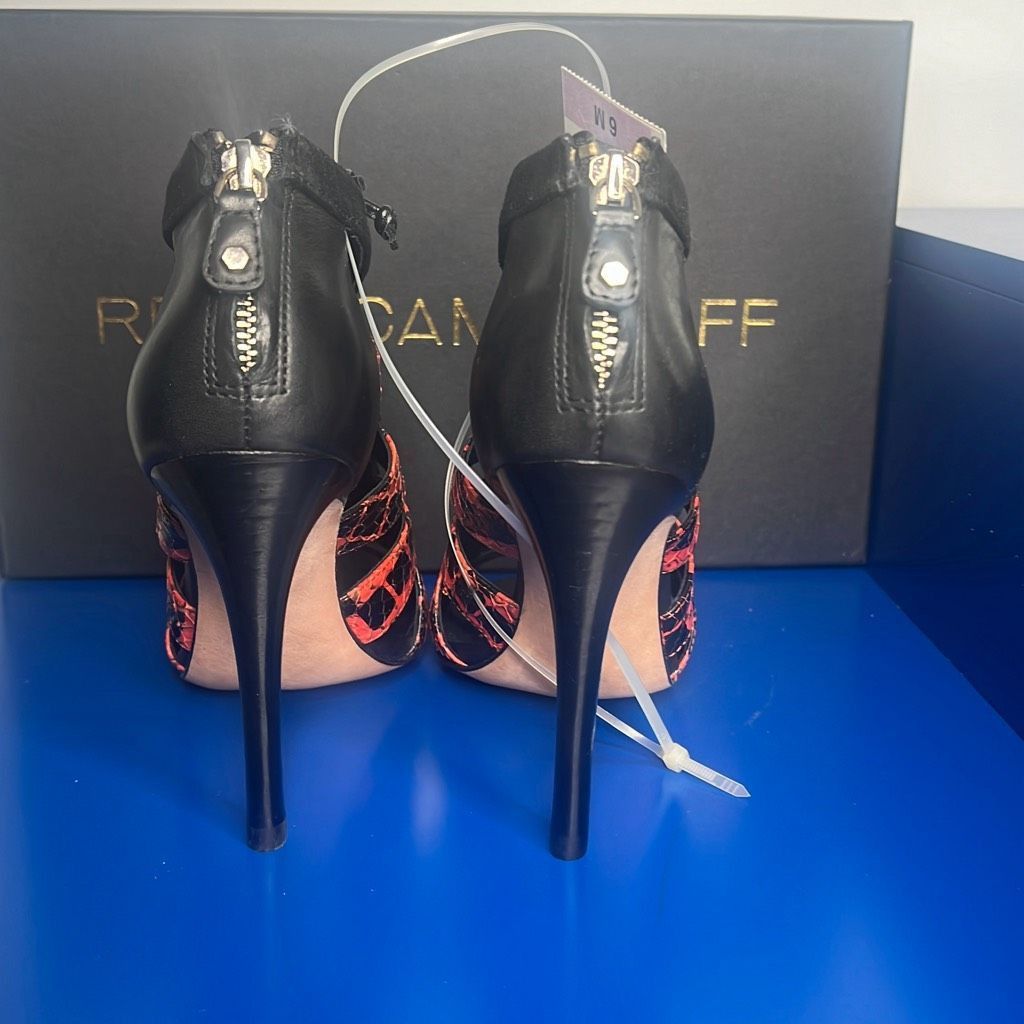 Rebecca Minkoff Nib Rebecca Minkoff Black Red Snake Print Lace High Heels Booties 36 / 6 Size US 6 / IT 36 - 4 Thumbnail