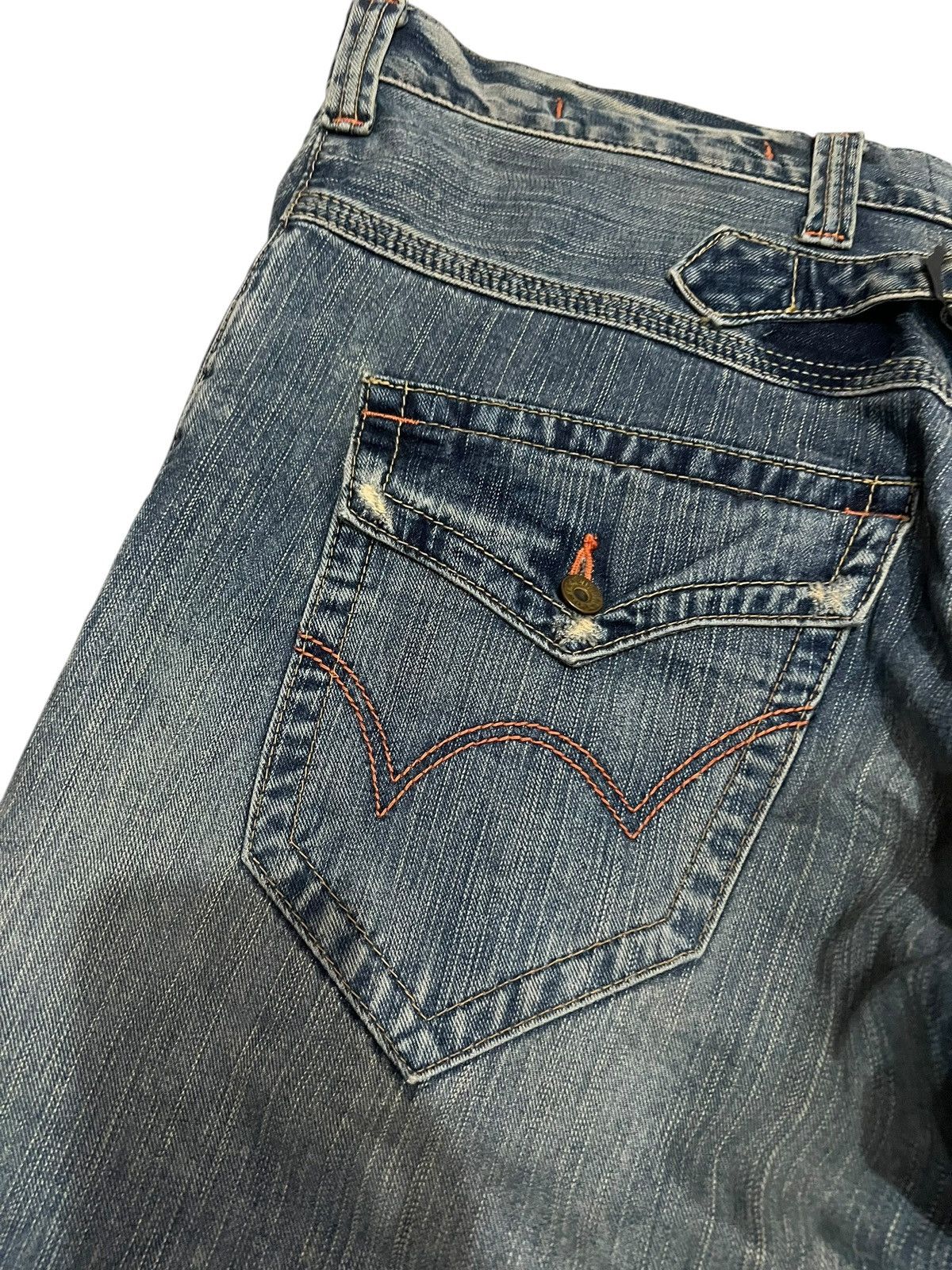 Edwin 💥Baggy💥Vintage Edwin XVS Faded Distress Backle Back Jean Size US 37 - 13 Thumbnail