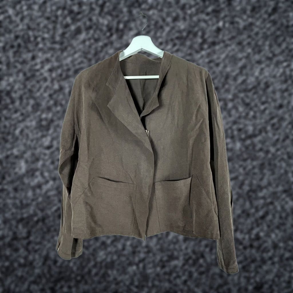 Vintage Babette Blazer Jacket Womens Brown Silk Linen Medium Pockets Lightweight USA Size M / US 6-8 / IT 42-44 - 1 Thumbnail
