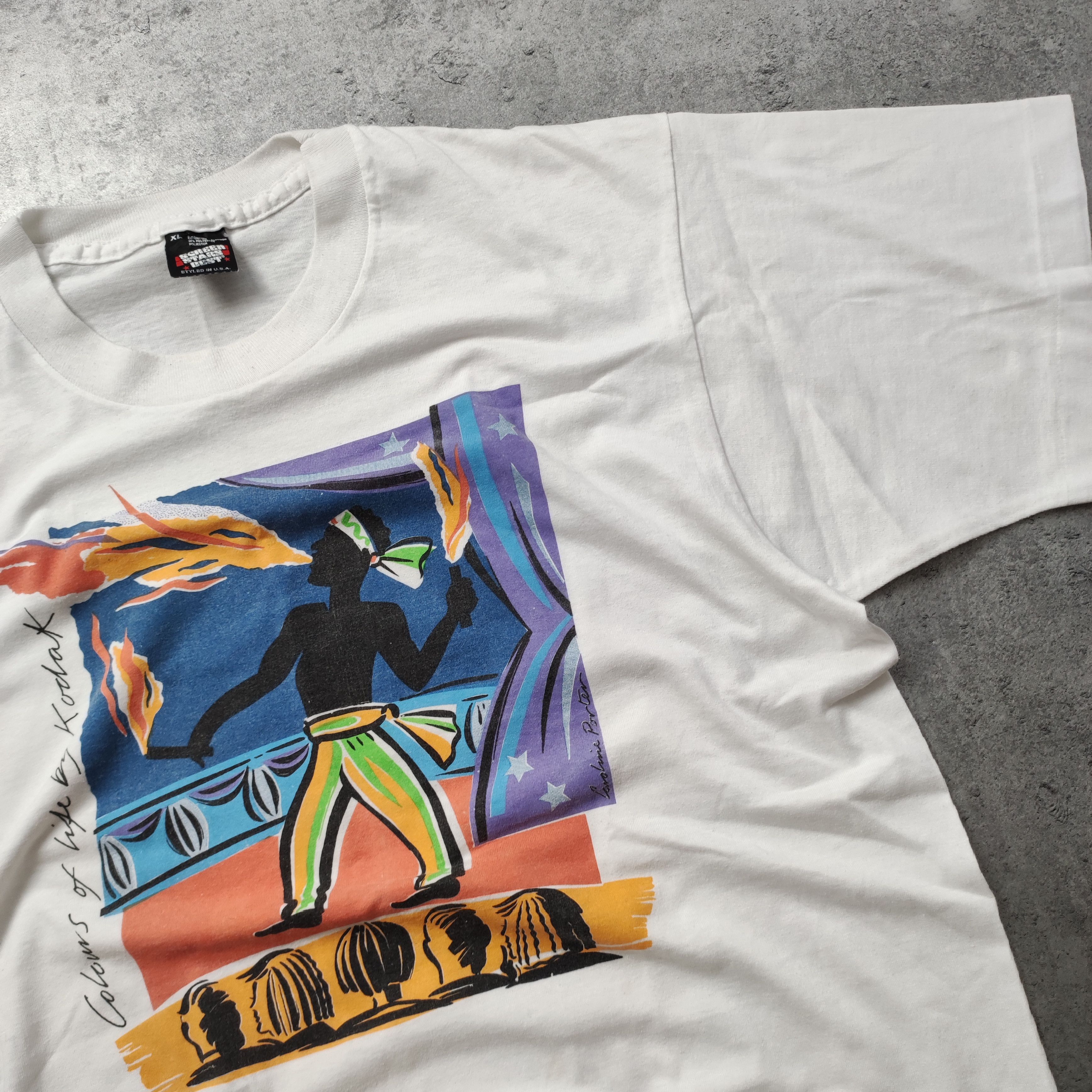 Vintage Vintage 90s Screen Stars Flame Dancer Promo Tee Size US XL / EU 56 / 4 - 4 Thumbnail