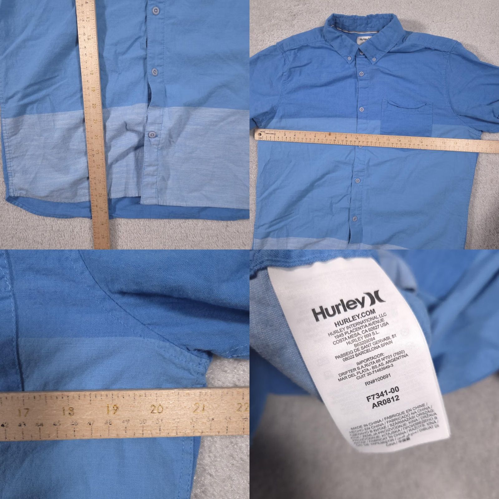 Hurley Hurley Shirt Mens M Blue Colorblock Button Front Short Sleeve Casual Woven Size US M / EU 48-50 / 2 - 8 Thumbnail