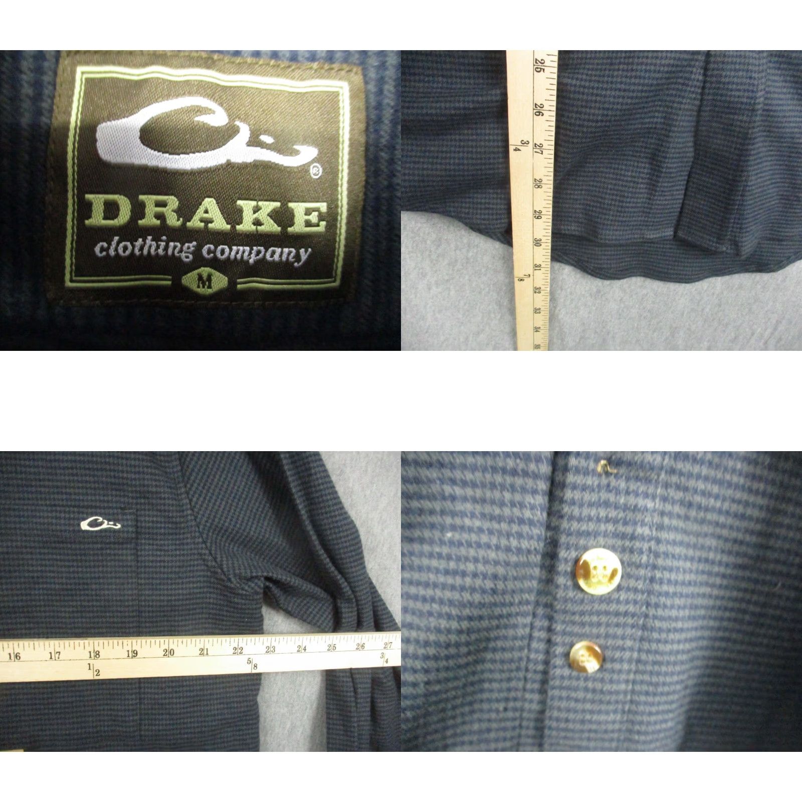 Vintage Drake Shirt Medium Houndstooth Blue Night Sky NWT Men's Button-Up Long Sleeve Size US M / EU 48-50 / 2 - 8 Thumbnail