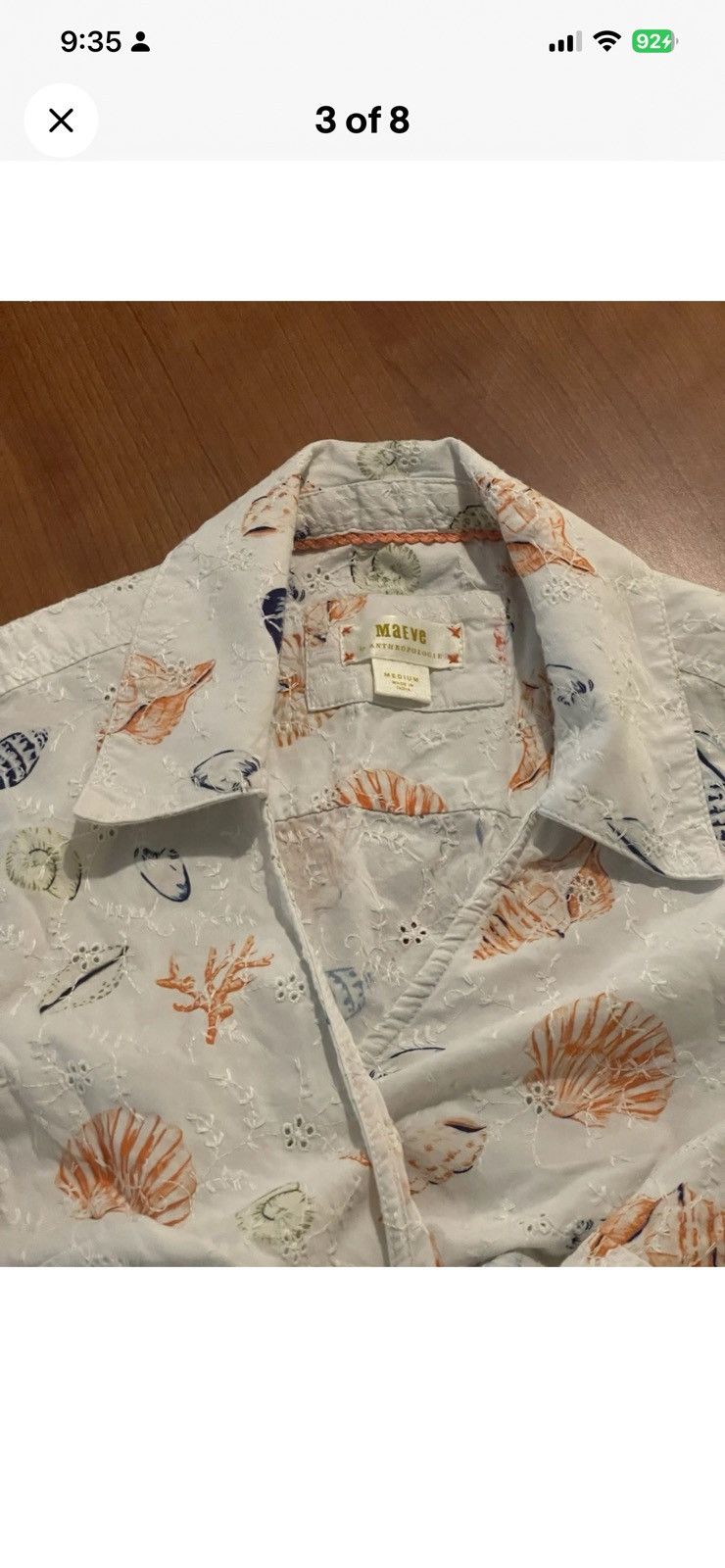 Anthropologie Maeve Women’s Cropped Tie Waist Seashell Eyelet Wrap Blouse Size M / US 6-8 / IT 42-44 - 3 Thumbnail
