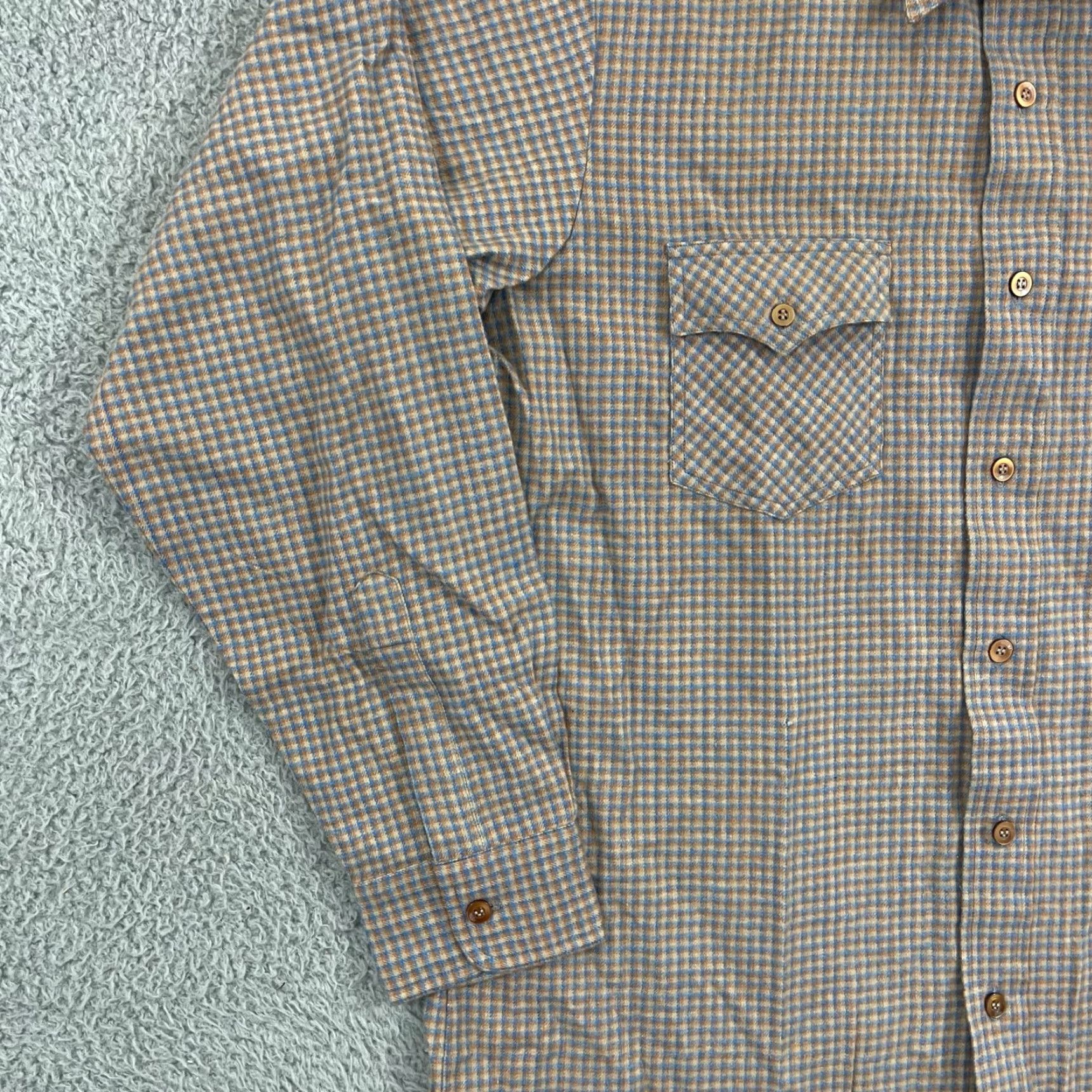 Vintage VINTAGE Country Touch Shirt Men Large Plaid Button Up Flannel Pocket Beige Cotton 80s 90s Bohemian Western NWT Size US L / EU 52-54 / 3 - 4 Thumbnail