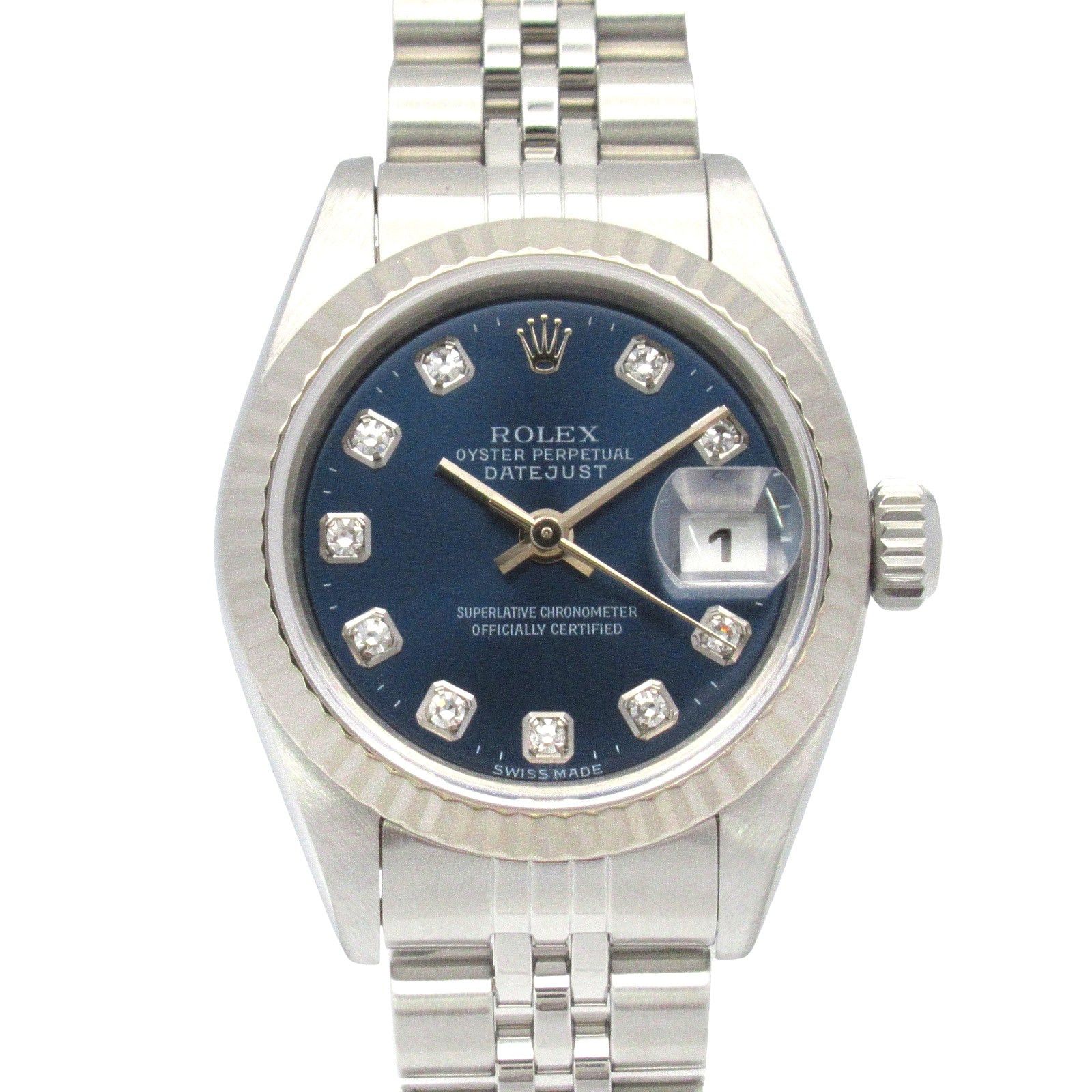 Rolex Rolex Datejust 10P Diamond A Women Watch Automatic Winding K18Wg (White Gold) Stainless Steel Blue Np Size ONE SIZE - 1 Thumbnail