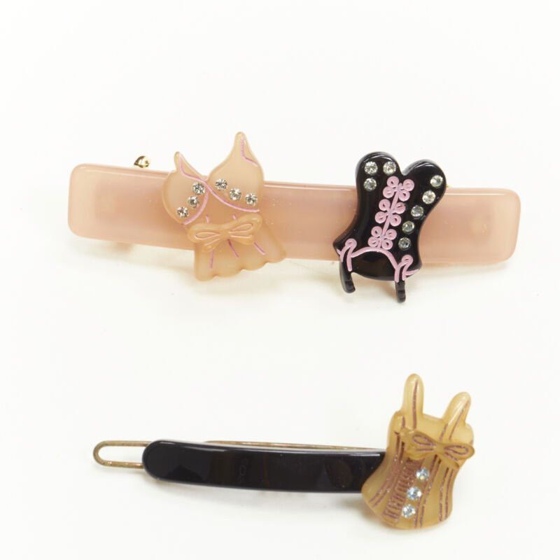Other rare CHIC & MODE Alexandre Zouari 2X black pink crystal lingerie hair clip Size ONE SIZE - 1 Thumbnail