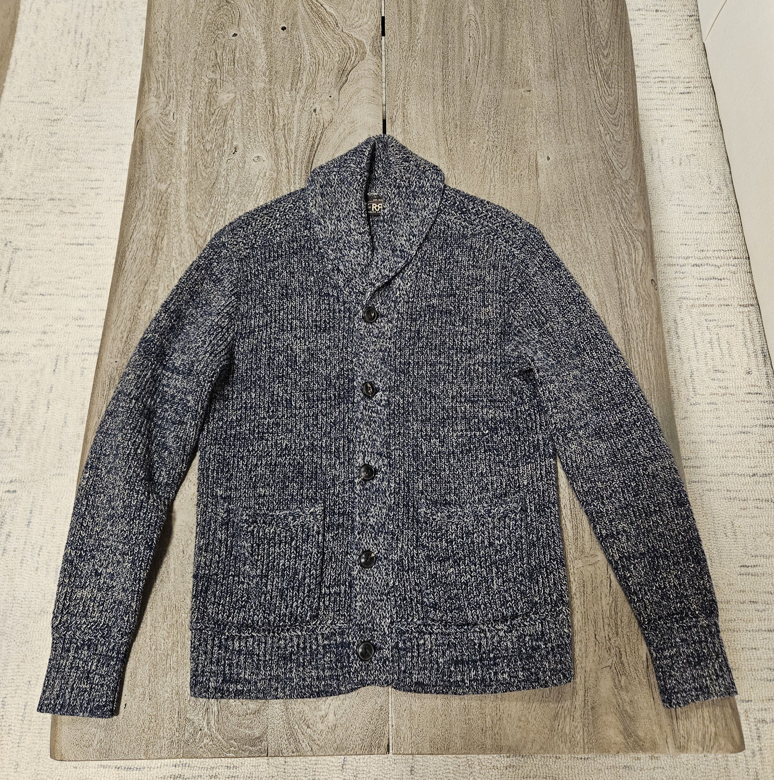 RRL Ralph Lauren RRL Cotton-Linen Shawl Cardigan - Dark Navy Marl - S ...