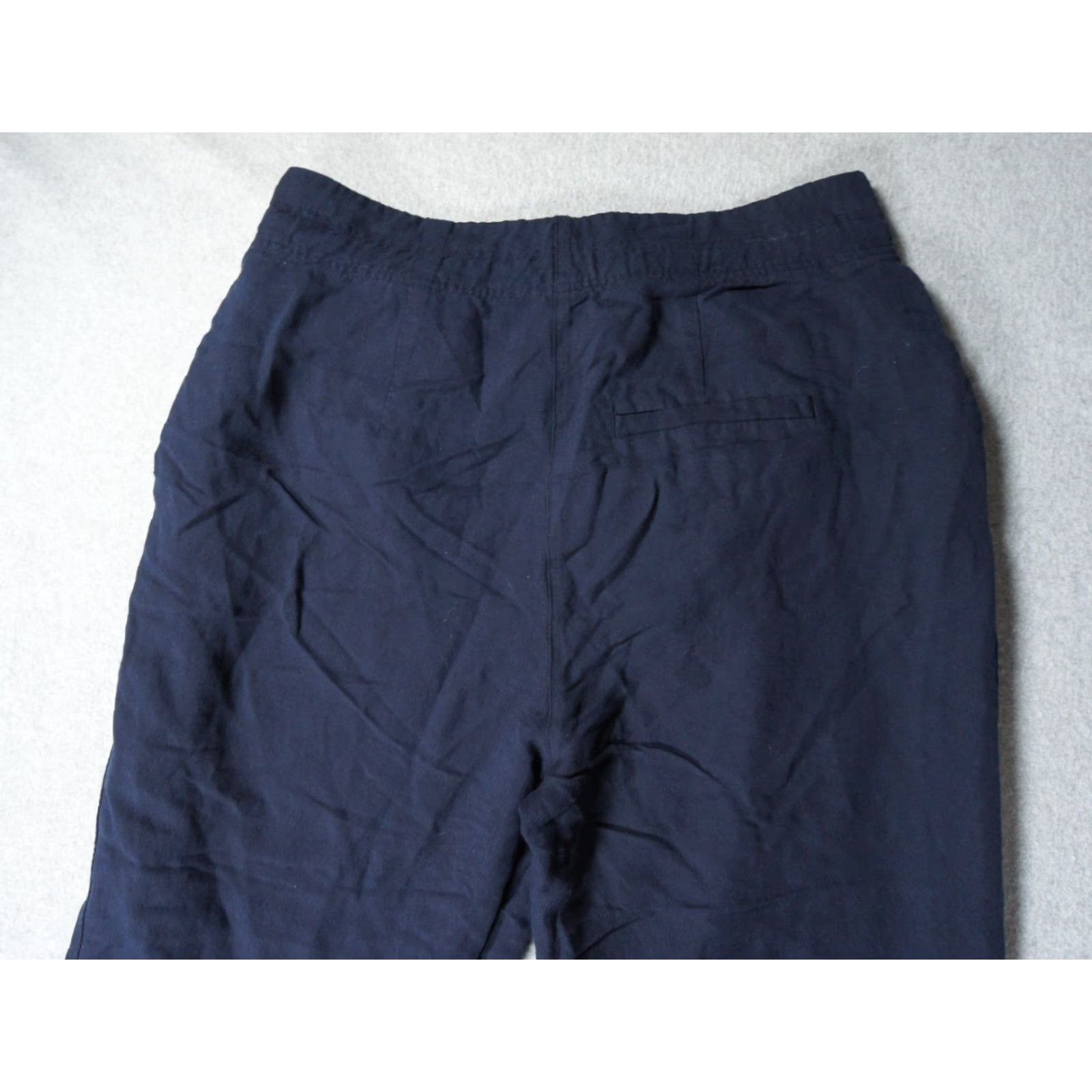 Cos COS Pants Womens 10 Blue Trouser Linen Blend Tapered Leg Drawstring Ladies, Ankle, Pockets, Regular Fit, 28in Inseam Size 32" / US 10 / IT 46 - 6 Thumbnail