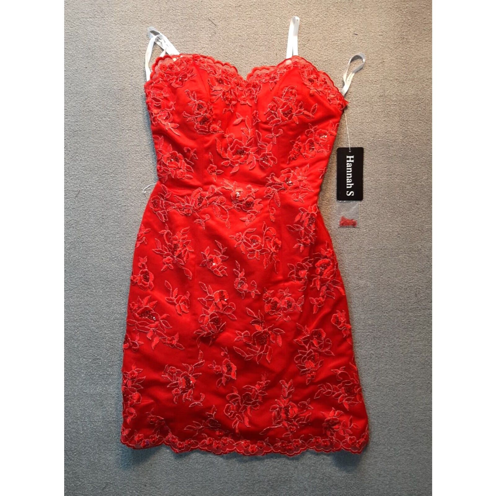 Vintage Hannah S Dress Strapless Red Beaded Ball Gown Womens Size 2 Polyester Long Party/Cocktail Size XS / US 0-2 / IT 36-38 - 2 Thumbnail