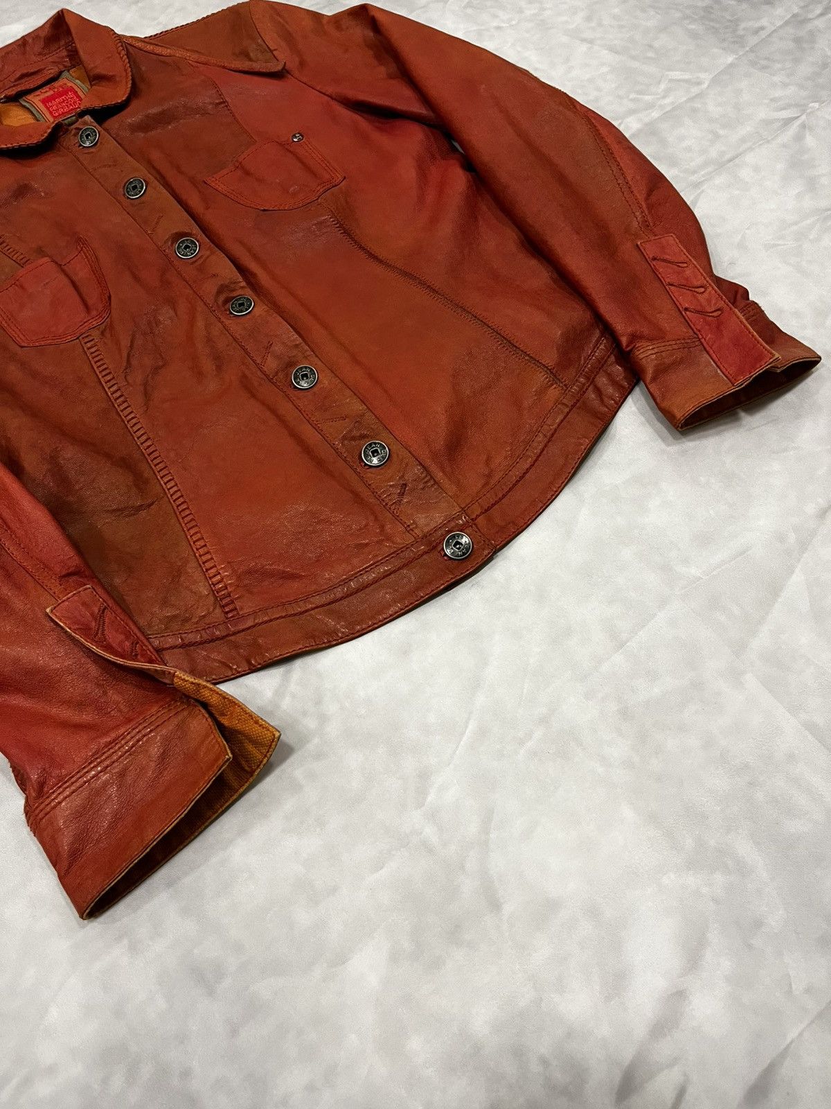 Marithe + Francois Girbaud Marithe Francois Girbaud Vintage Rare Orange Leather Jacket Size M / US 6-8 / IT 42-44 - 4 Thumbnail