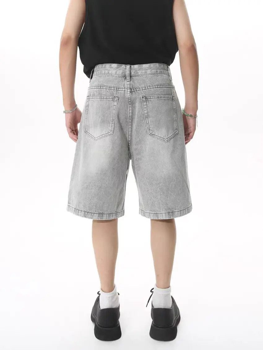 Designer × Japanese Brand Faded Gray Washed Loose Fit Denim Shorts Size US 34 / EU 50 - 2 Thumbnail