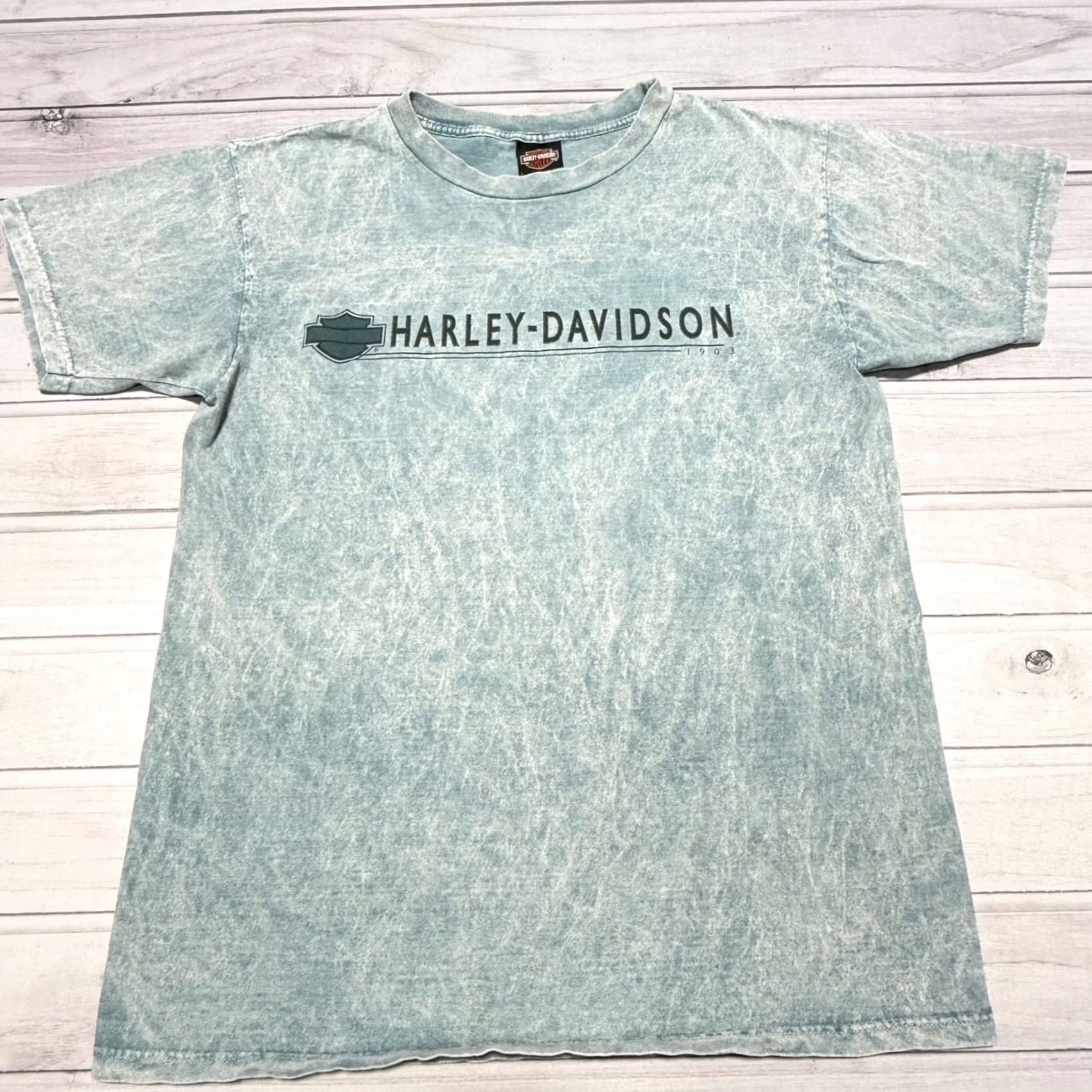 Harley Davidson Harley-Davidson T-Shirt Mens Large Blue Acid Wash Clermont Florida Vintage 2003 Size US L / EU 52-54 / 3 - 3 Thumbnail