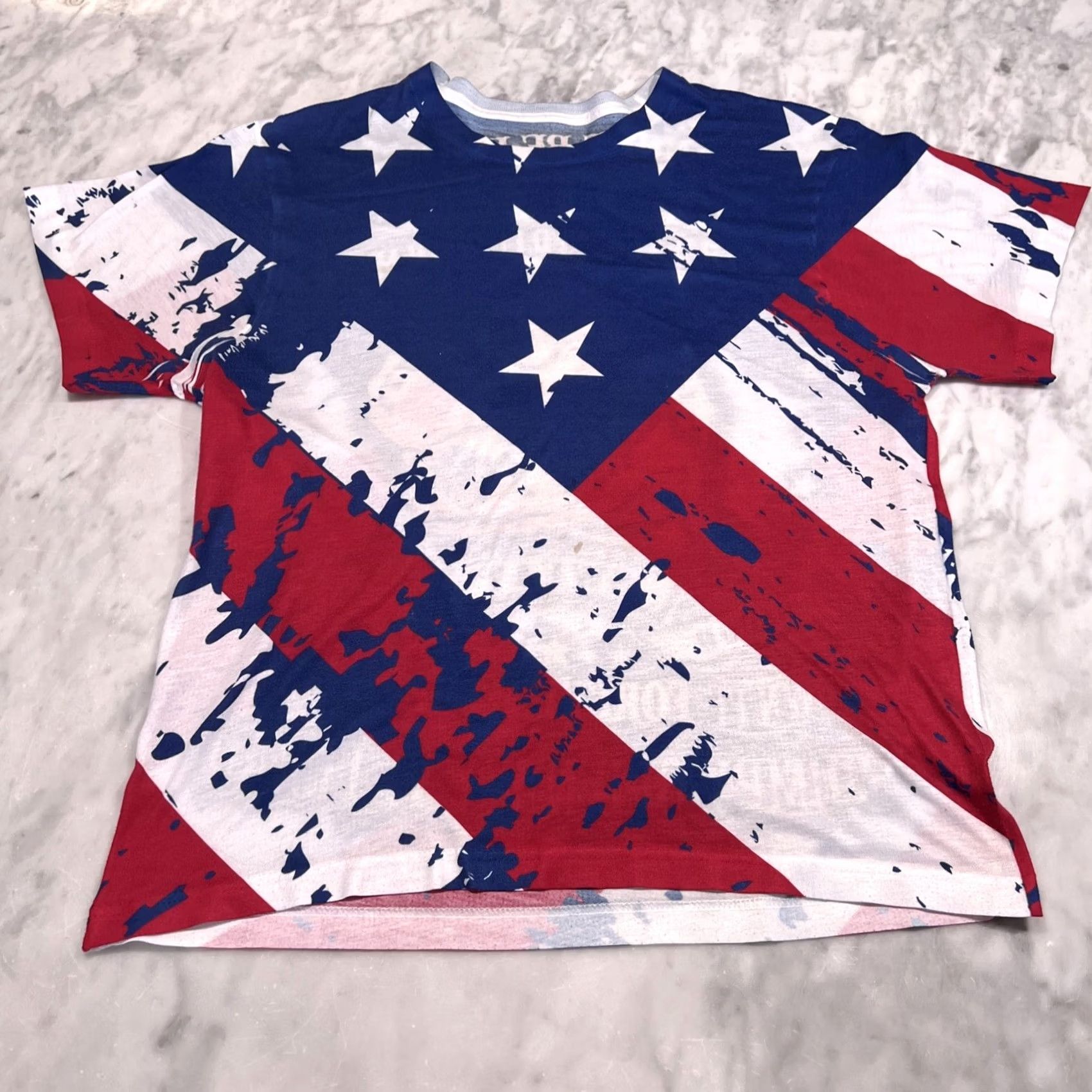 Gloverall Navy Veteran T Shirt Size Medium Lightweight Popeye American Flag All Over Size US M / EU 48-50 / 2 - 4 Thumbnail