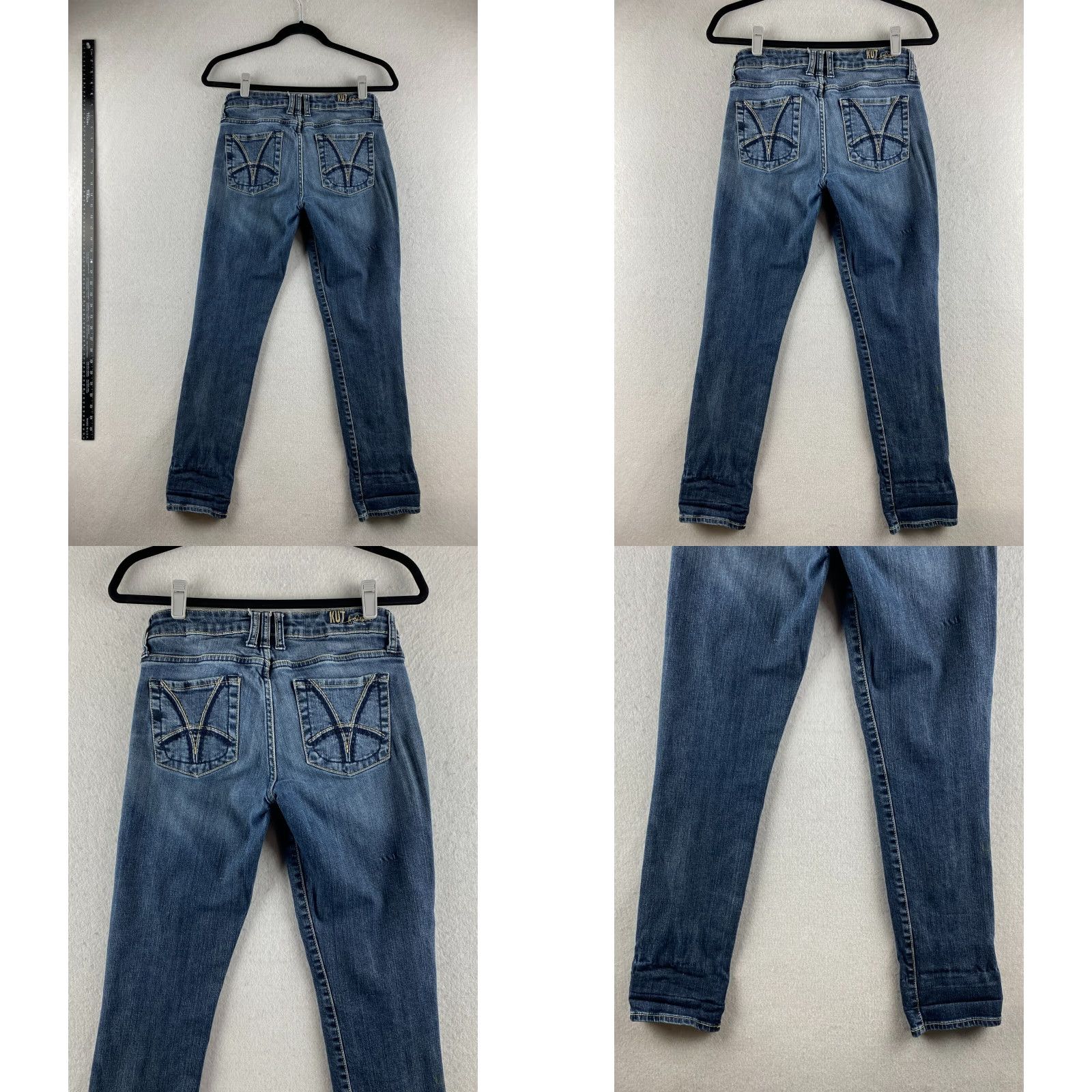 Vintage Kut from the Kloth Jeans Womens 4 Blue Mid Rise Distressed Denim Pockets Dark Size 27" / US 4 / IT 40 - 10 Thumbnail