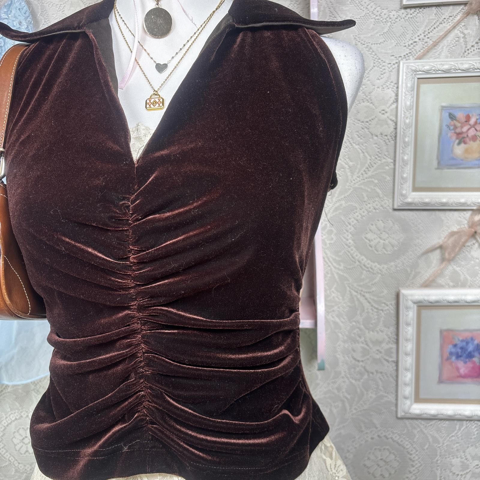 Other vintage cache velvet ruched top Size M / US 6-8 / IT 42-44 - 4 Thumbnail