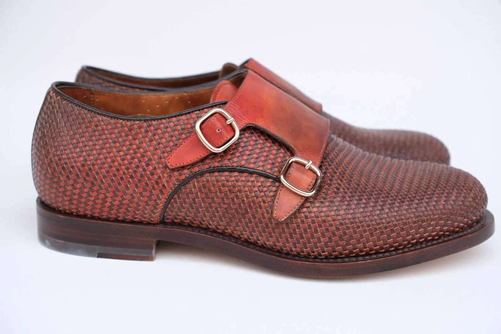 Santoni Santoni Red Woven Double Monk Strap EU 40 / UK 6 / US 7 Size US 7 / EU 40 - 3 Thumbnail