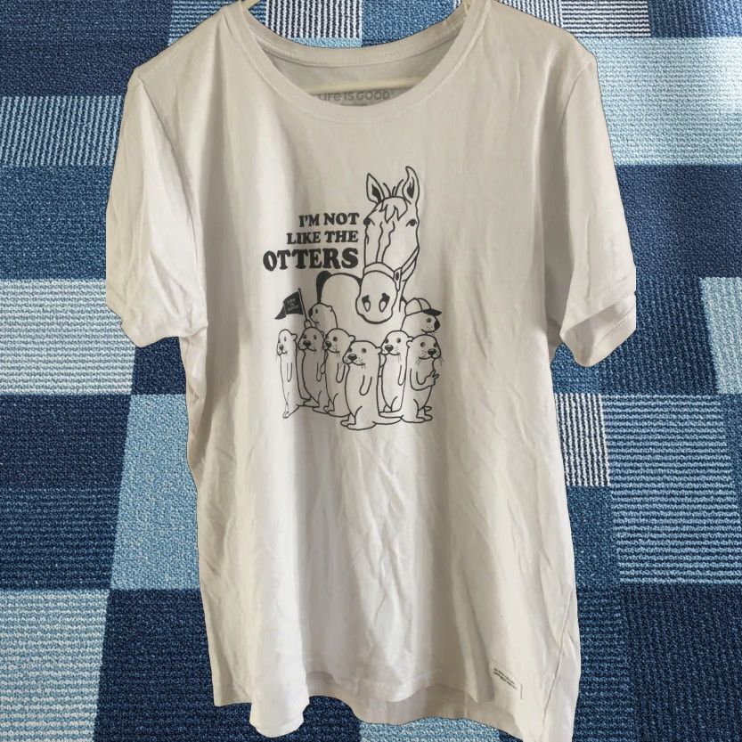 Life is Good LIFE is GOOD White Not Like The Otters T-Shirt Top XL Women Horse Classic Crew Neck Short Sleeve Pullover Cotton 100% Regular Size White Size XL / US 12-14 / IT 48-50 - 1 Thumbnail