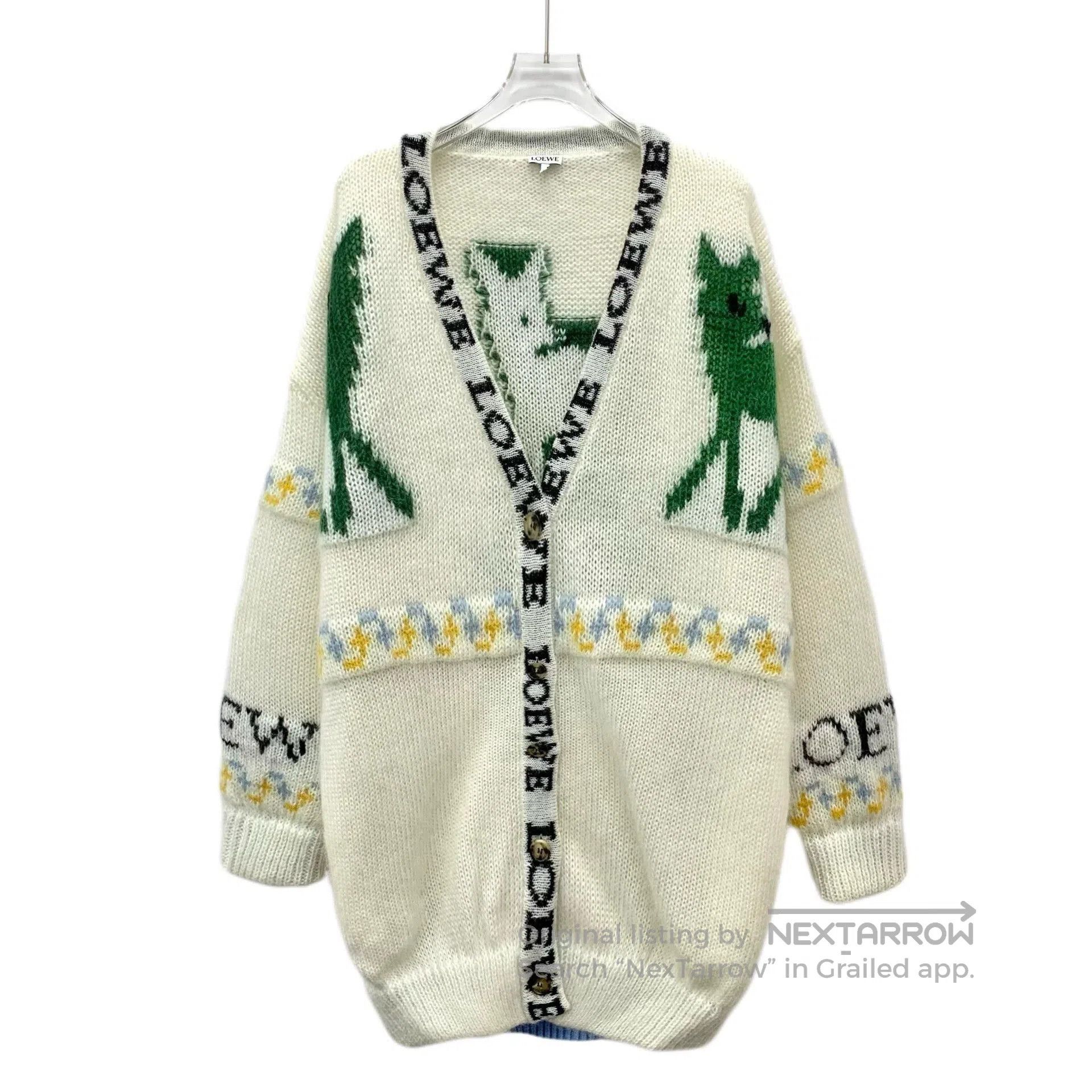 Loewe Loewe White Logo V-Neck Knit Cardigan. Size US S / EU 44-46 / 1 - 1 Thumbnail