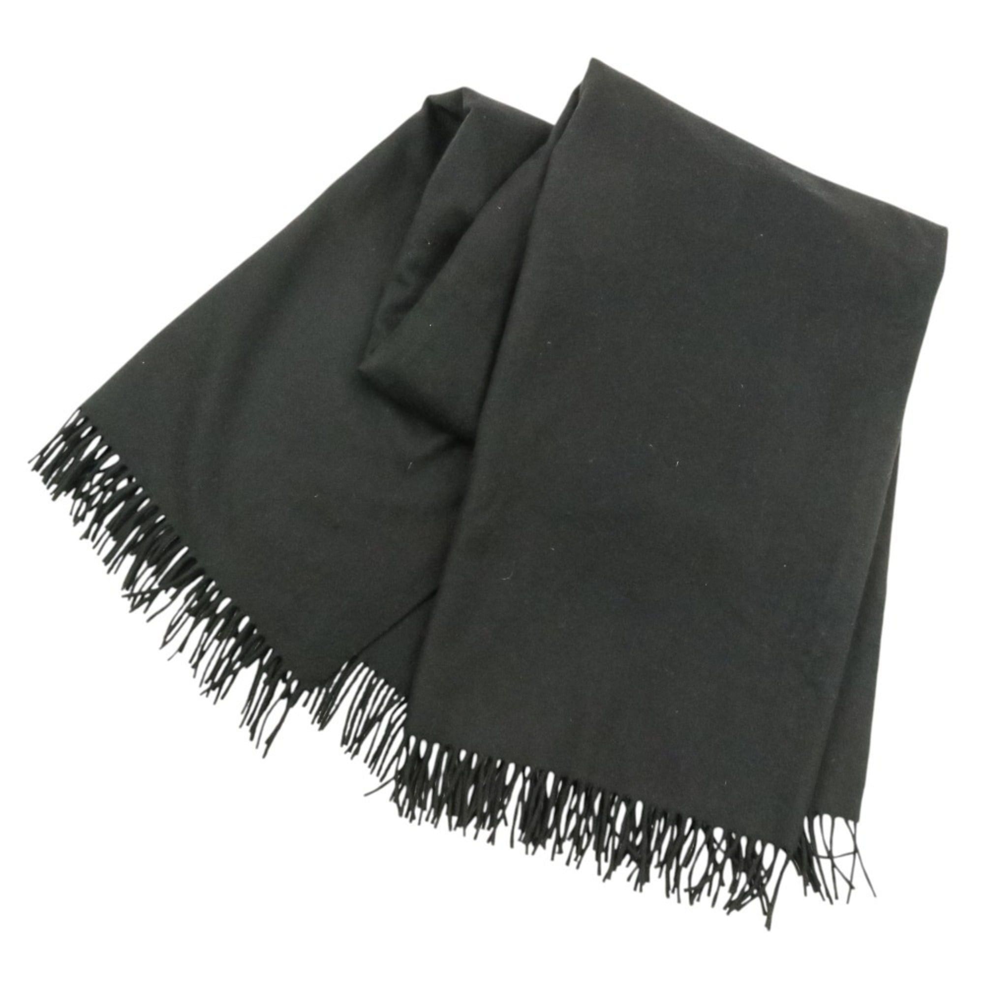 Hermes Hermes Fringe Cashmere Stole Scarf Black Men's Women's Size ONE SIZE - 1 Thumbnail