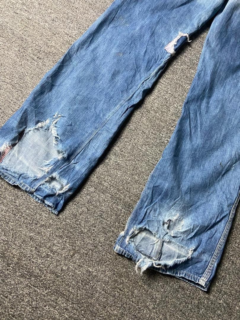 Japanese Brand DNM Riders Sanforized Distressed Ripped Jeans (155) Size US 27 - 2 Thumbnail