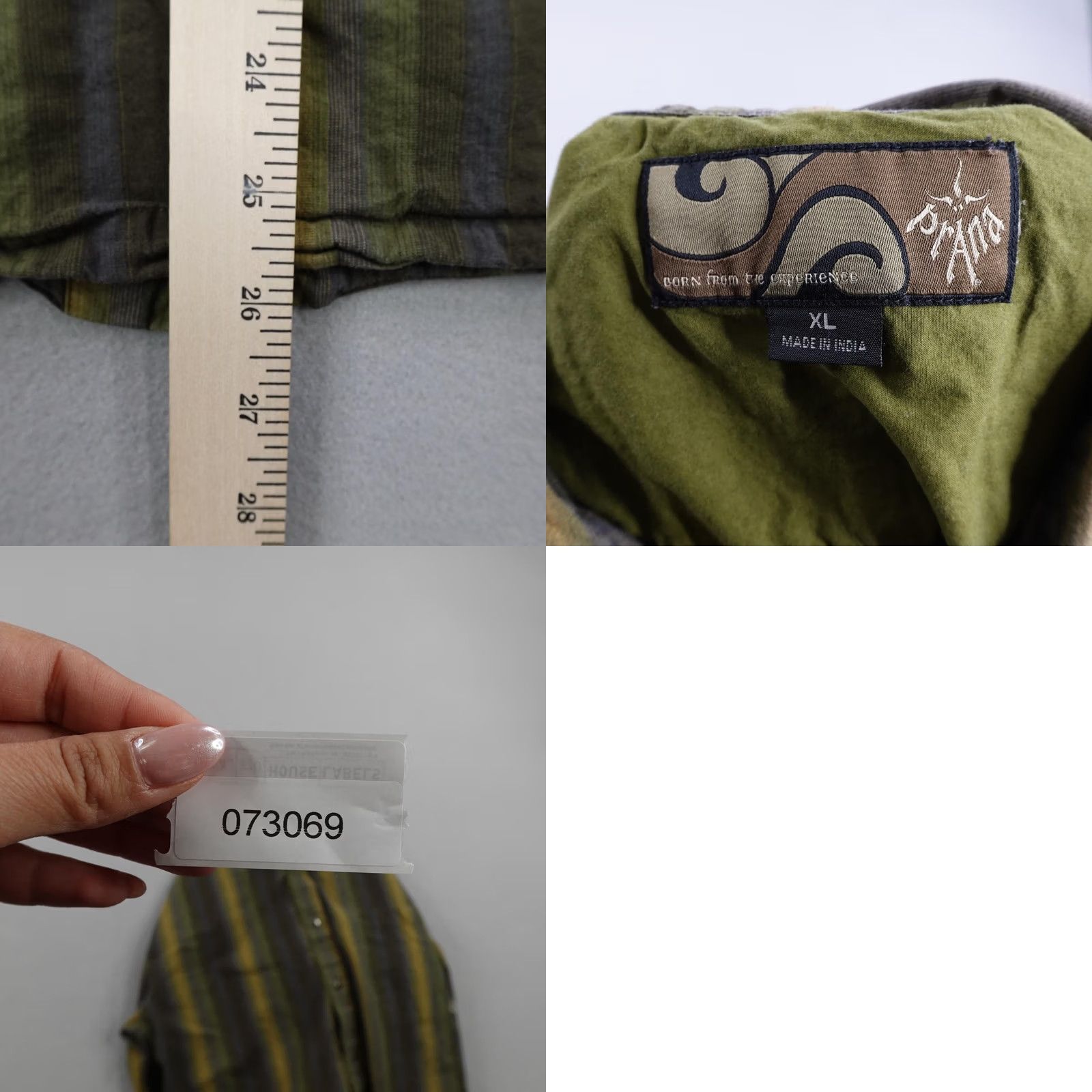 Prana VINTAGE? No -> PrAna Shirt Mens XL Green Yellow Stripes Pearl Snap Hiking Trail Short Sleeve Size US XL / EU 56 / 4 - 8 Thumbnail