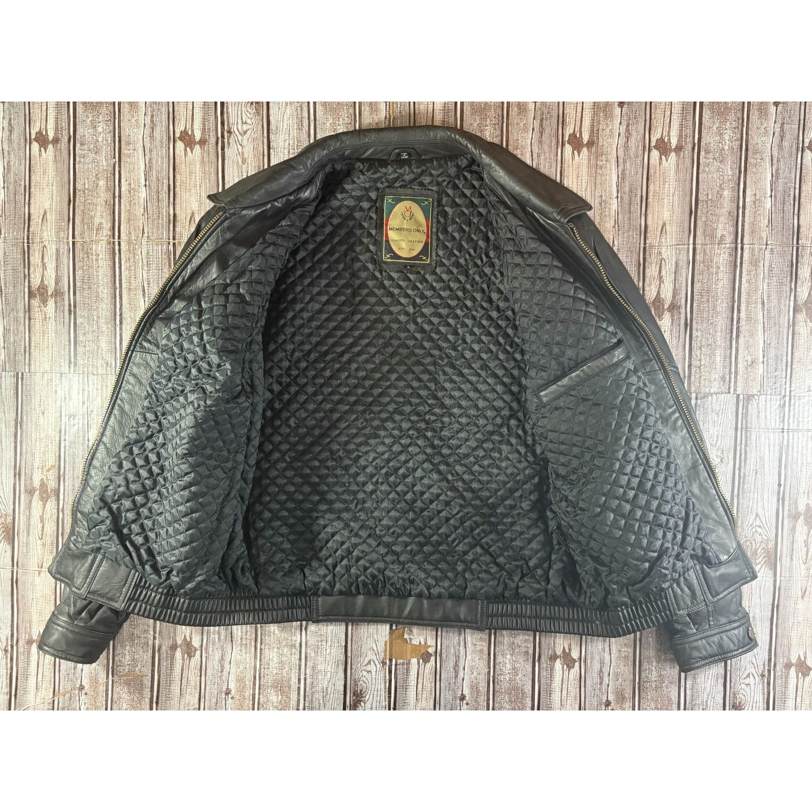 Members Only Members Only Quilt Lined Biker Leather Jacket size L color b Size US L / EU 52-54 / 3 - 5 Thumbnail