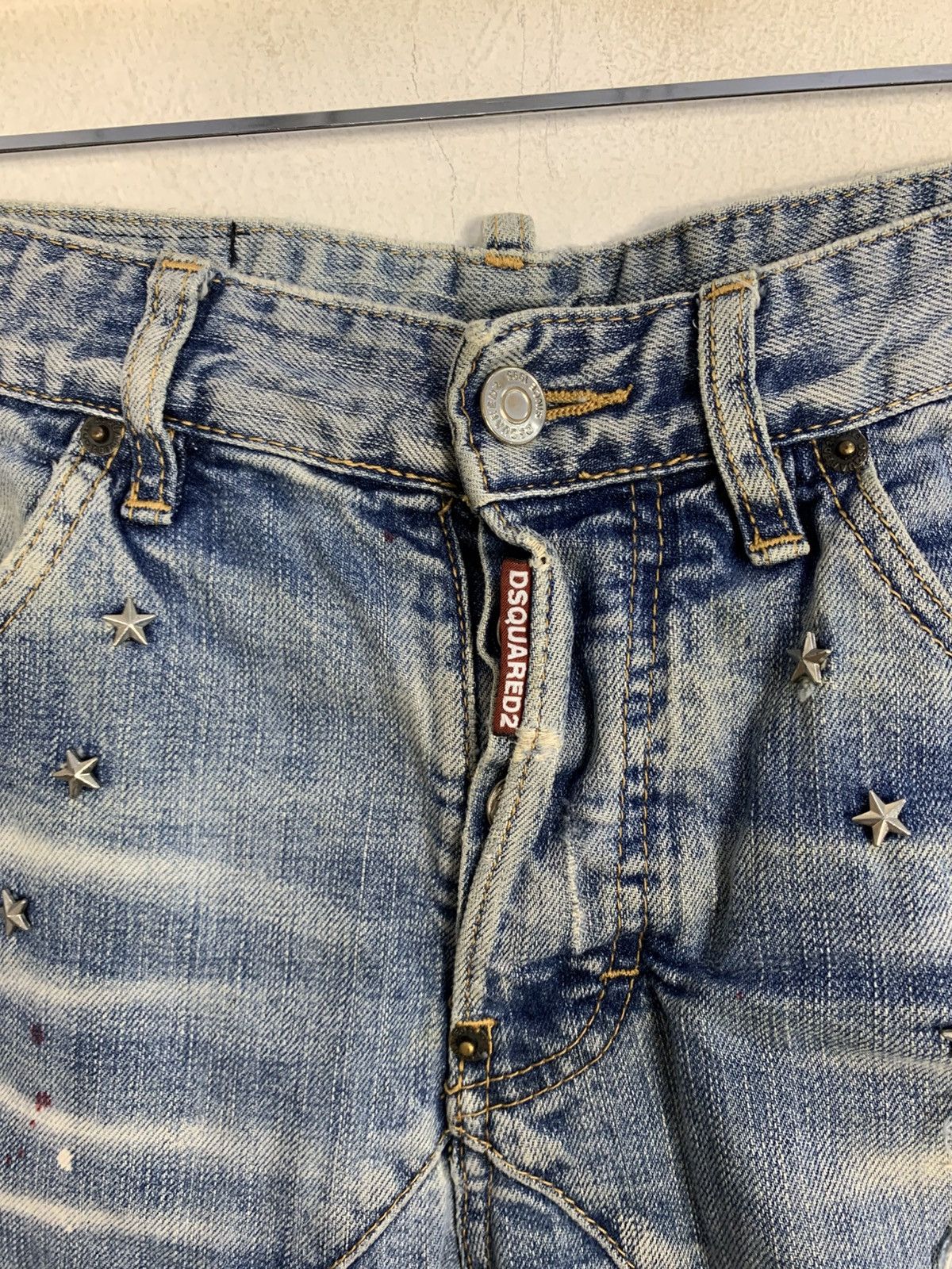 Dsquared2 Trashed Dsquared2 Caten Twins Star Stud Faded Indigo Denim Size US 33 - 6 Thumbnail