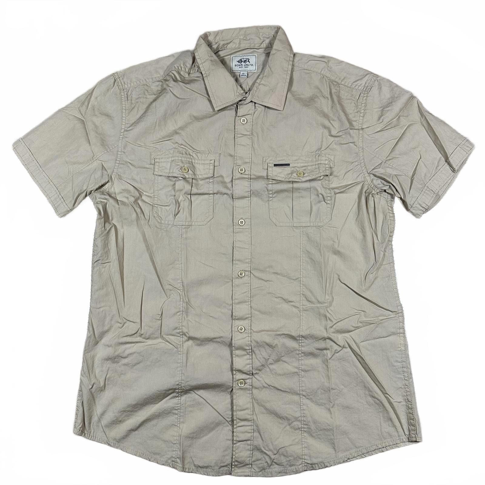 Ecko Unltd. Ecko Unltd. Mens Button up Shirt XL Beige Short Sleeve Size US XL / EU 56 / 4 - 1 Thumbnail