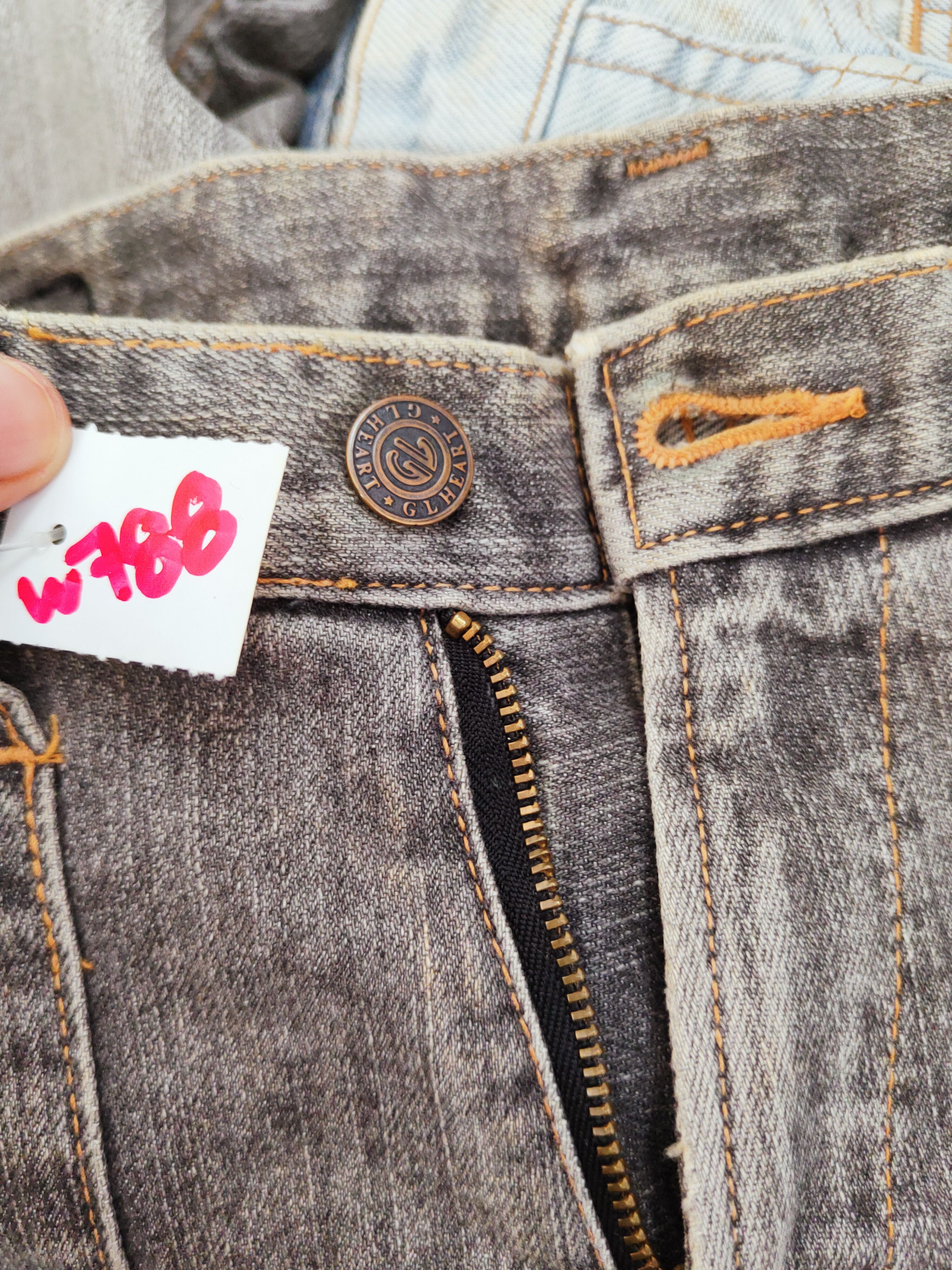 GL Heart Black Faded Distressed Ripped Jeans #W788