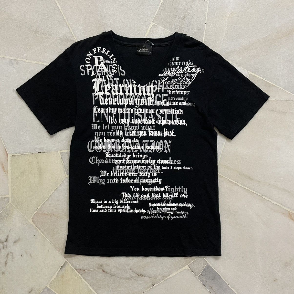 If Six Was Nine Original Tshirt Y2K Poem black V-neck short-sleeve t-shirt. Size US S / EU 44-46 / 1 - 2 Thumbnail
