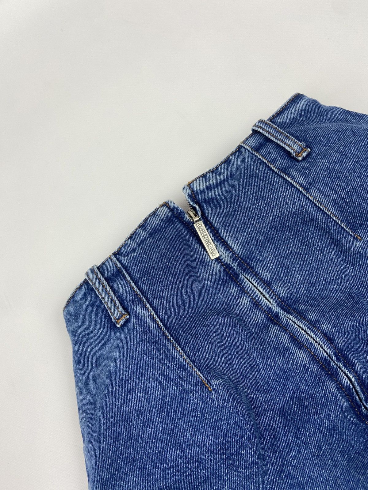 Balenciaga BALENCIAGA GODET PEPLUM-STYLE DENIM KNEE LENGHT SKIRT SZ 38 Size 26" / US 2 / IT 38 - 6 Thumbnail