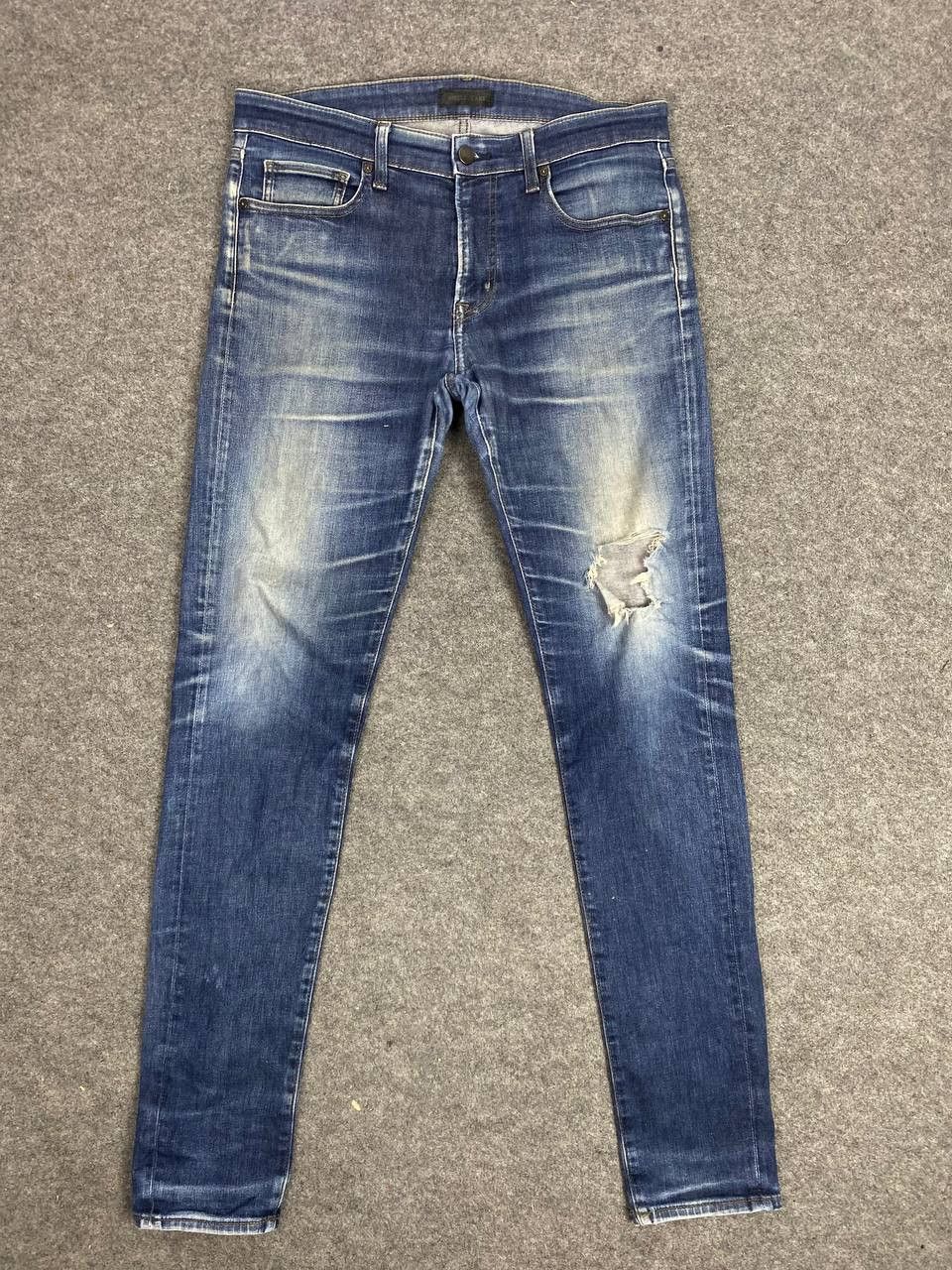 Japanese Brand uniqlo ultra stretch skinny tapered distressed denim Size US 34 / EU 50 - 5 Thumbnail
