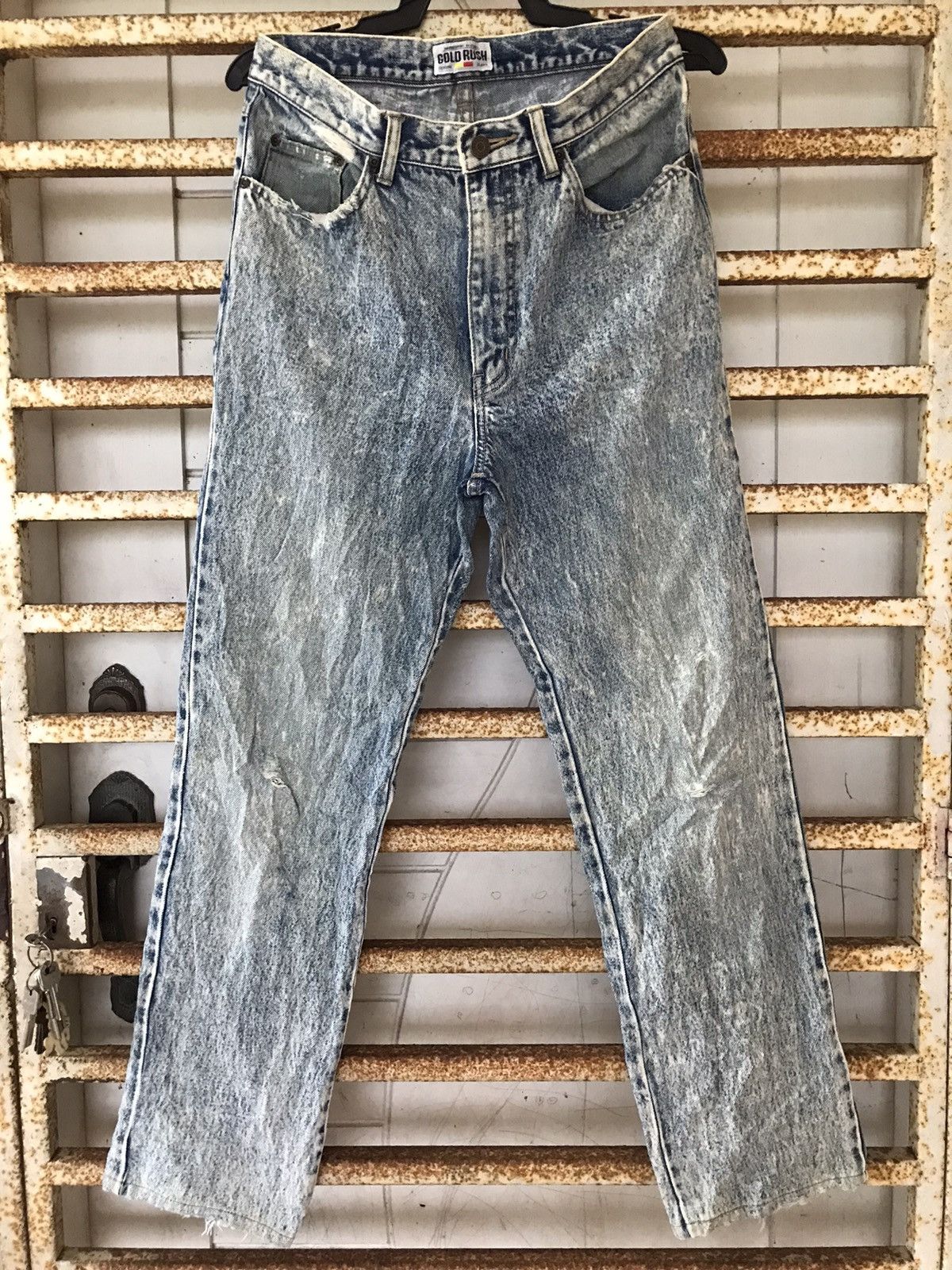 Japanese Brand Vintage GOLD RUSH Acid Wash Jeans 29x30 Size US 29 - 2 Thumbnail