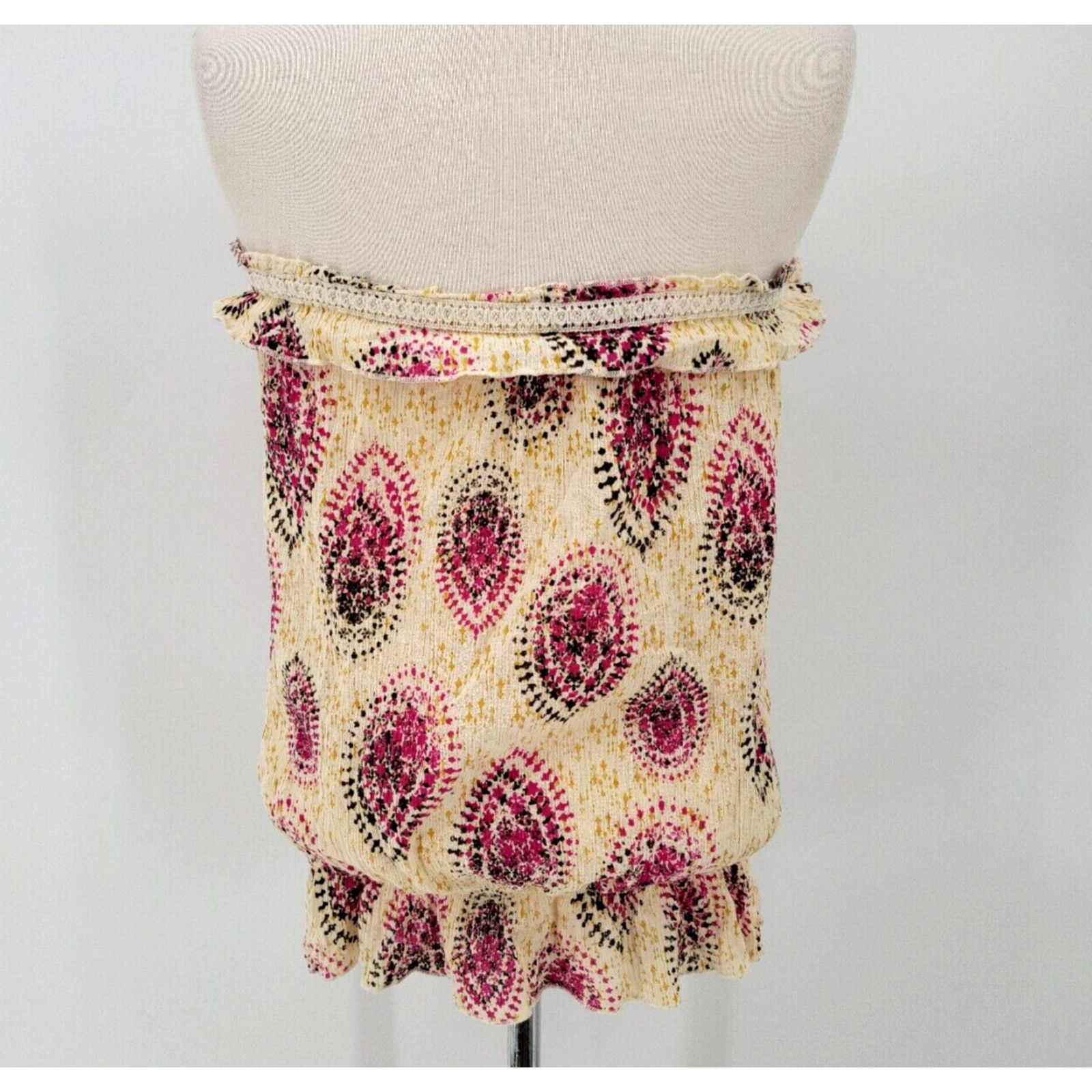 Decree Decree Women's M Boho Y2K Sleeveless Top Crinkle Blouse Size M / US 6-8 / IT 42-44 - 3 Thumbnail