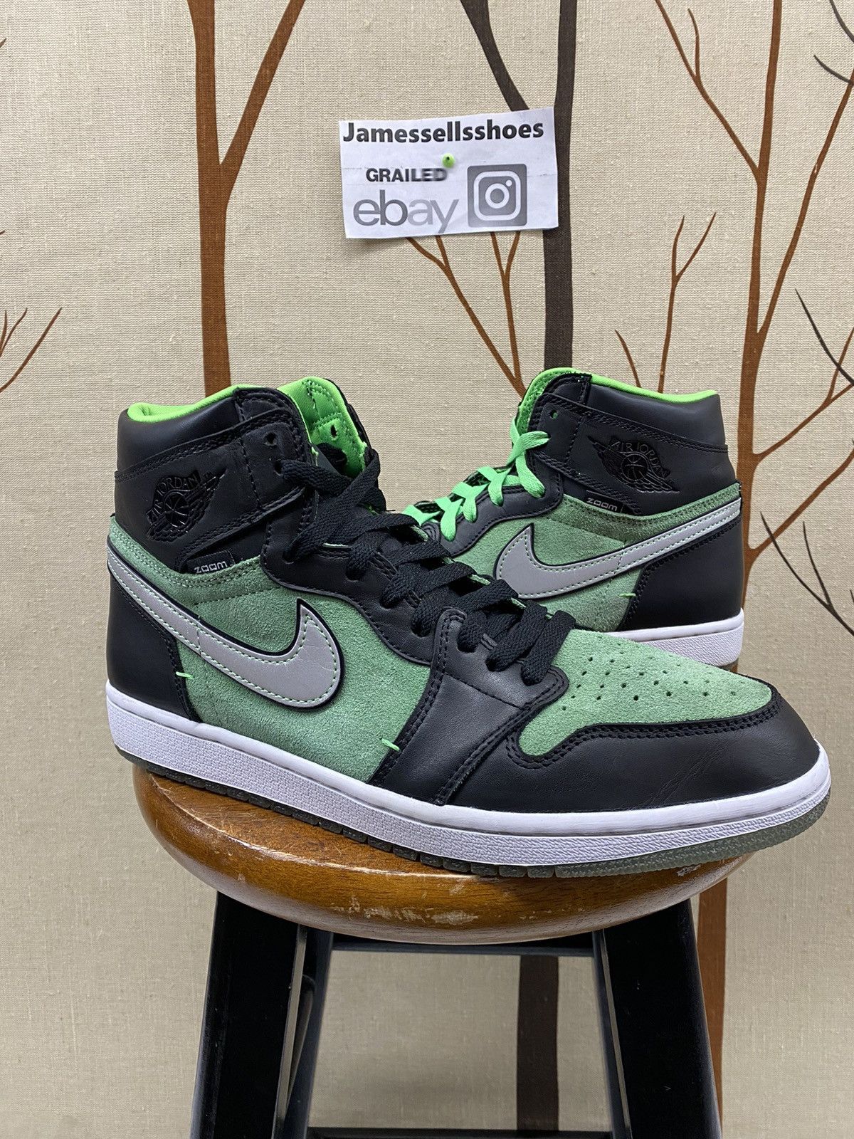 image of Jordan Nike Size 10 Air Jordan 1 High Zoom Zen Green Shoes, Men's