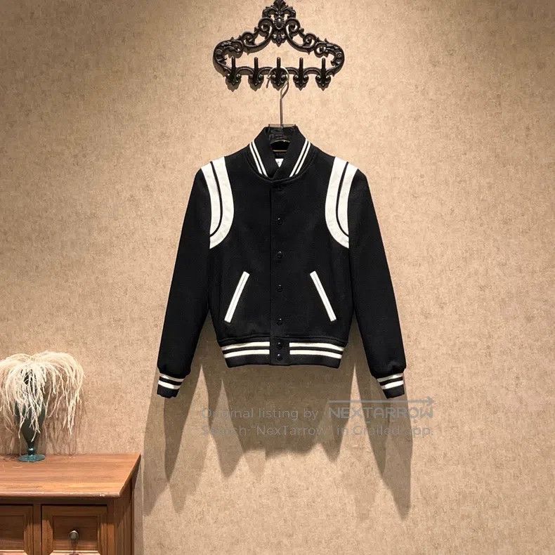 Saint Laurent Paris Saint Laurent Paris Black and White Patchwork Wool Basebal Size XXS / US 00 / IT 34 - 1 Thumbnail