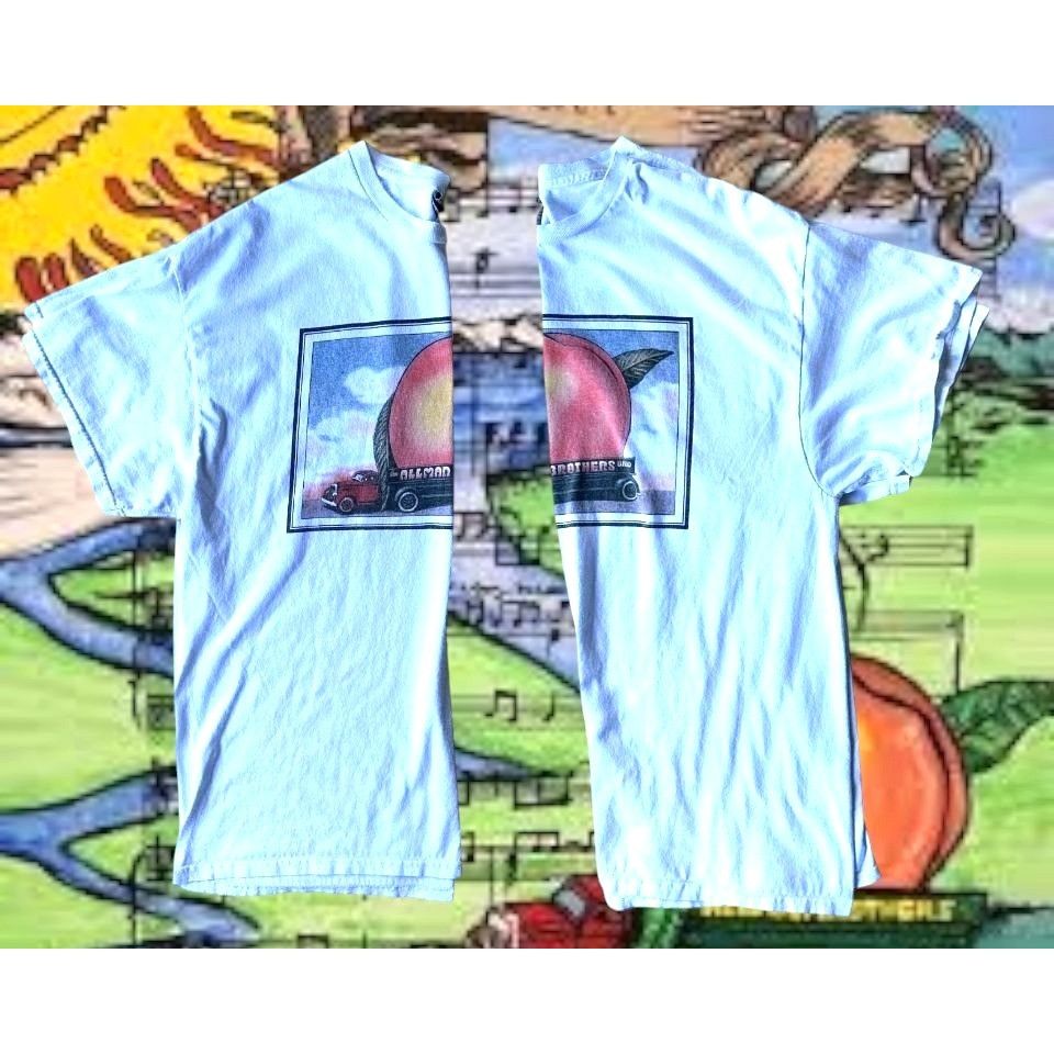 Gildan Vintage 90s Allman Brothers Eat A Peach T Shirt XL Gildan Wh Size US XL / EU 56 / 4 - 9 Thumbnail