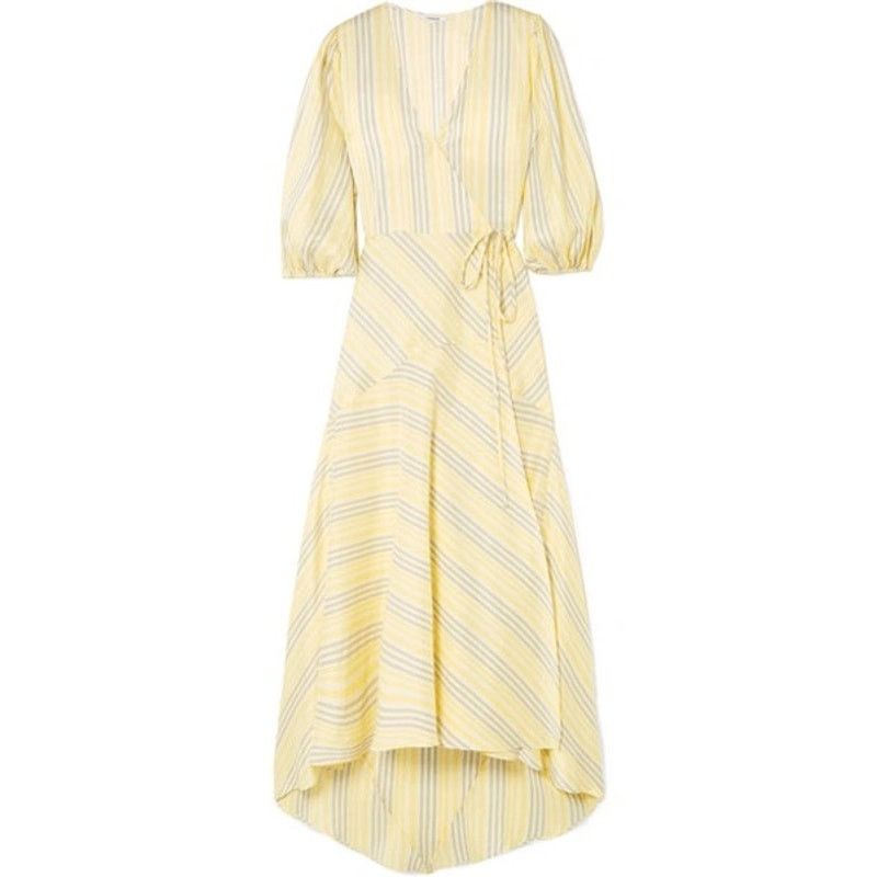Ganni Ganni Bergamot silk wrap dress yellow stripe size 38 / US 6 Size M / US 6-8 / IT 42-44 - 5 Thumbnail