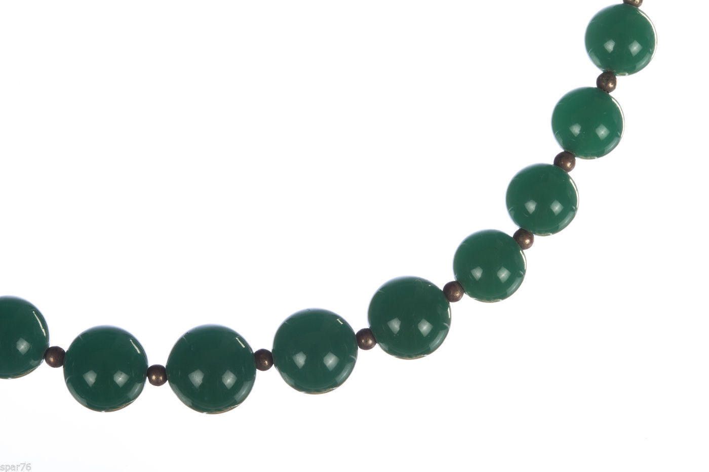 Designer Art Deco Graduated Green Chrysoprase Gold Filled Necklace Size ONE SIZE - 3 Thumbnail