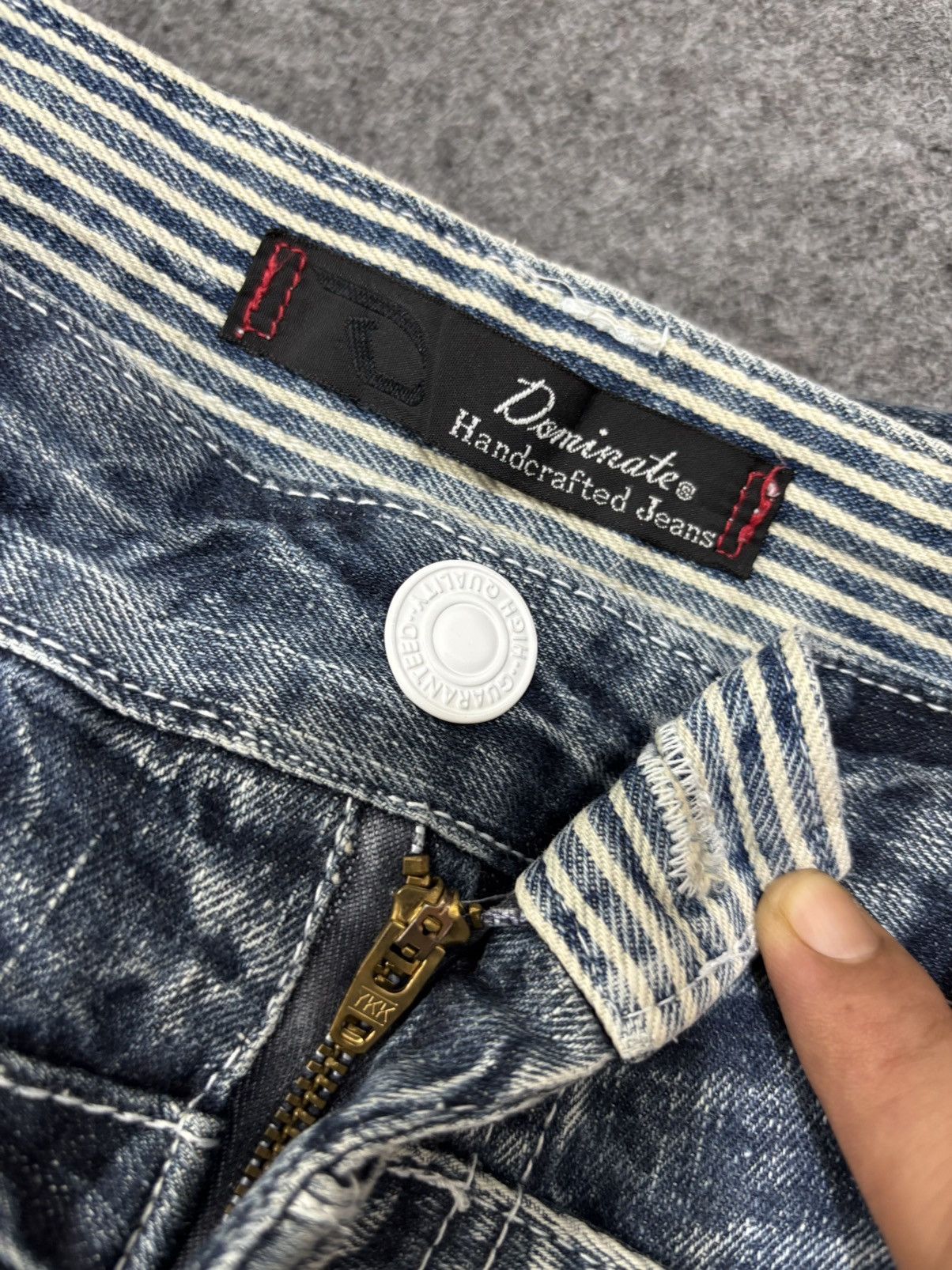 Japanese Brand 💥Double Waist💥Dominate Zipper Twisted Fades Denim F649 Size US 33 - 20 Thumbnail