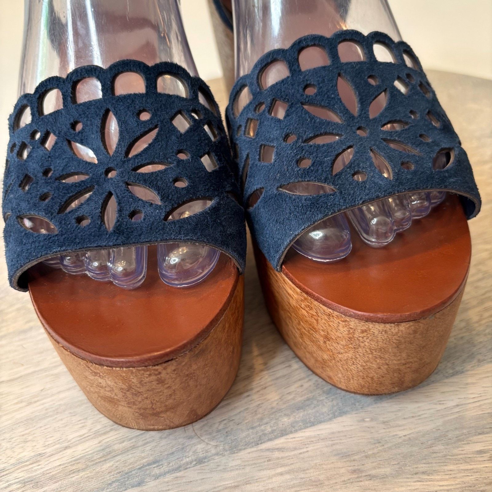 Tory Burch Tory Burch May Lancaster Blue Suede Platform Sandals Sz 6.5 Size US 6.5 / IT 36.5 - 8 Thumbnail