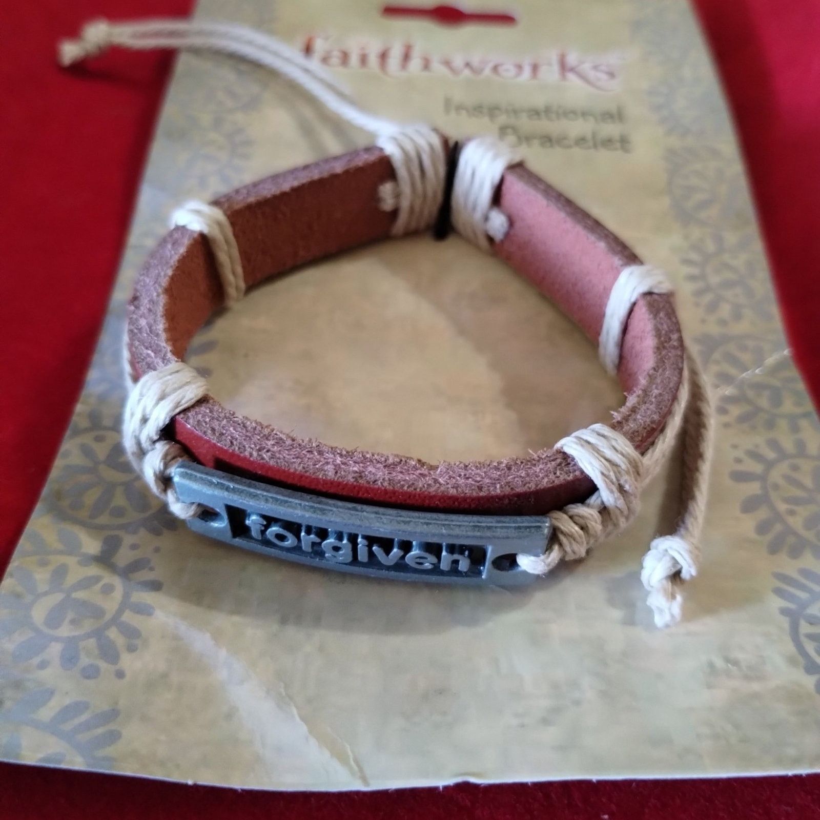 Vintage Handmade inspirational leather bracelet~forgiven~ Size ONE SIZE - 1 Preview